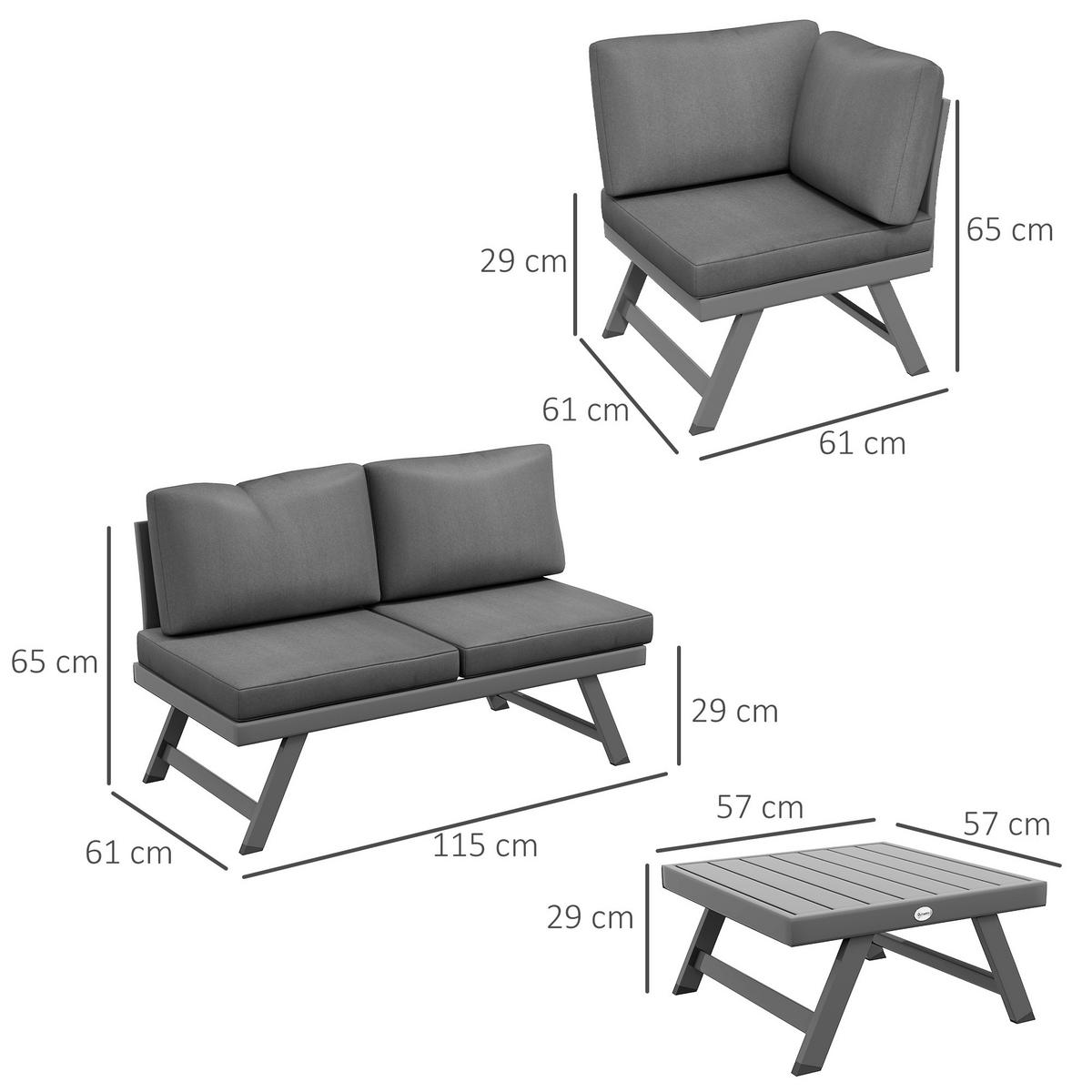 LOUNGEGARNITUR 4-teilig DE-13400 Weiß/Anthrazit - Grau, Textil - ComfortXL