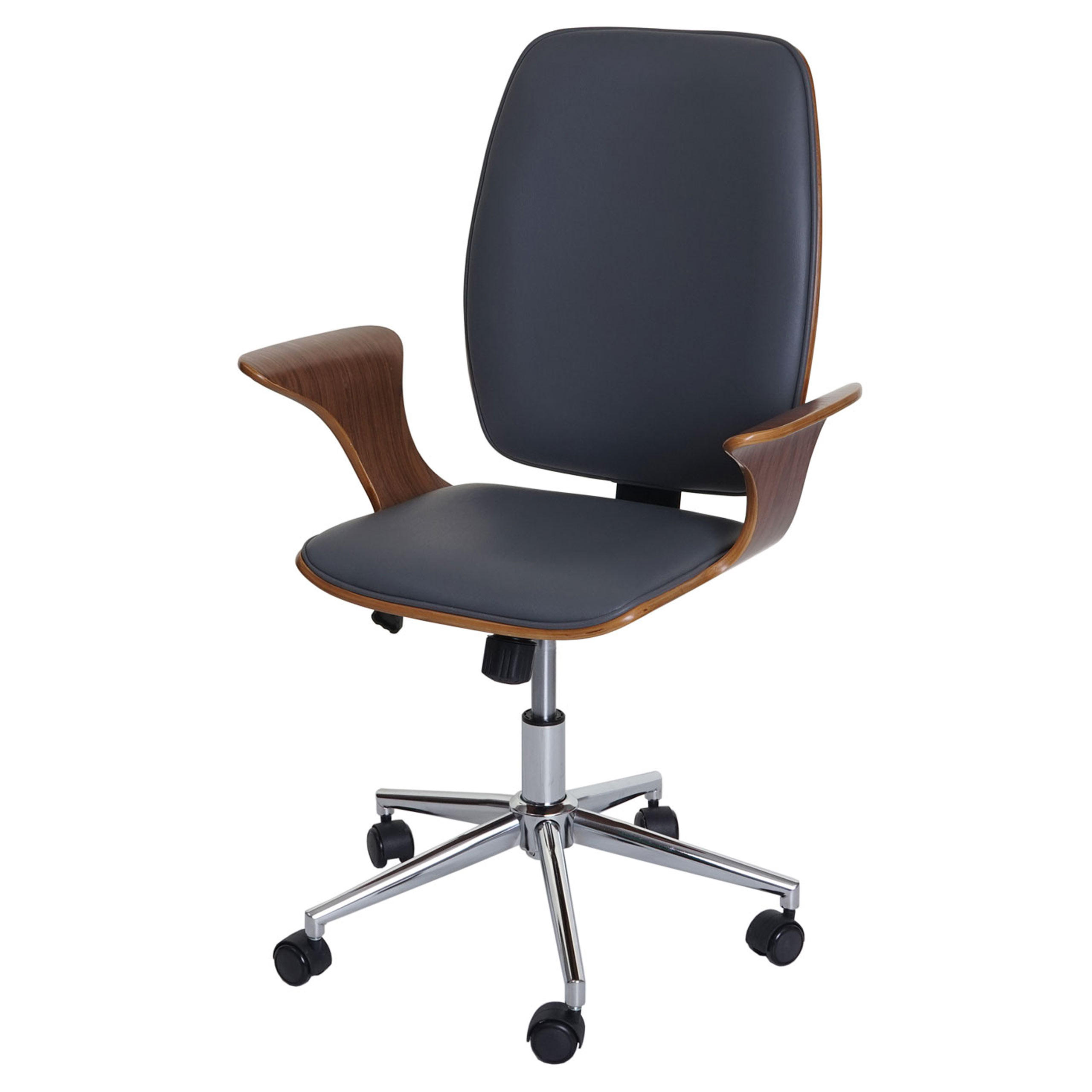 BÜROSTUHL Walnuss Dekor, Grau - Walnussfarben/Grau, Holz (66/101/67cm) - MCW