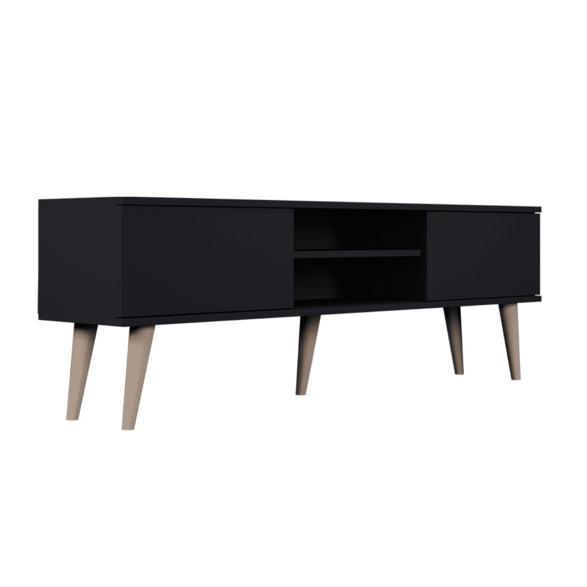 TV-MÖBEL Toronto Schwarz - Schwarz, Holzwerkstoff (160/55/35cm) - Petits-meubles