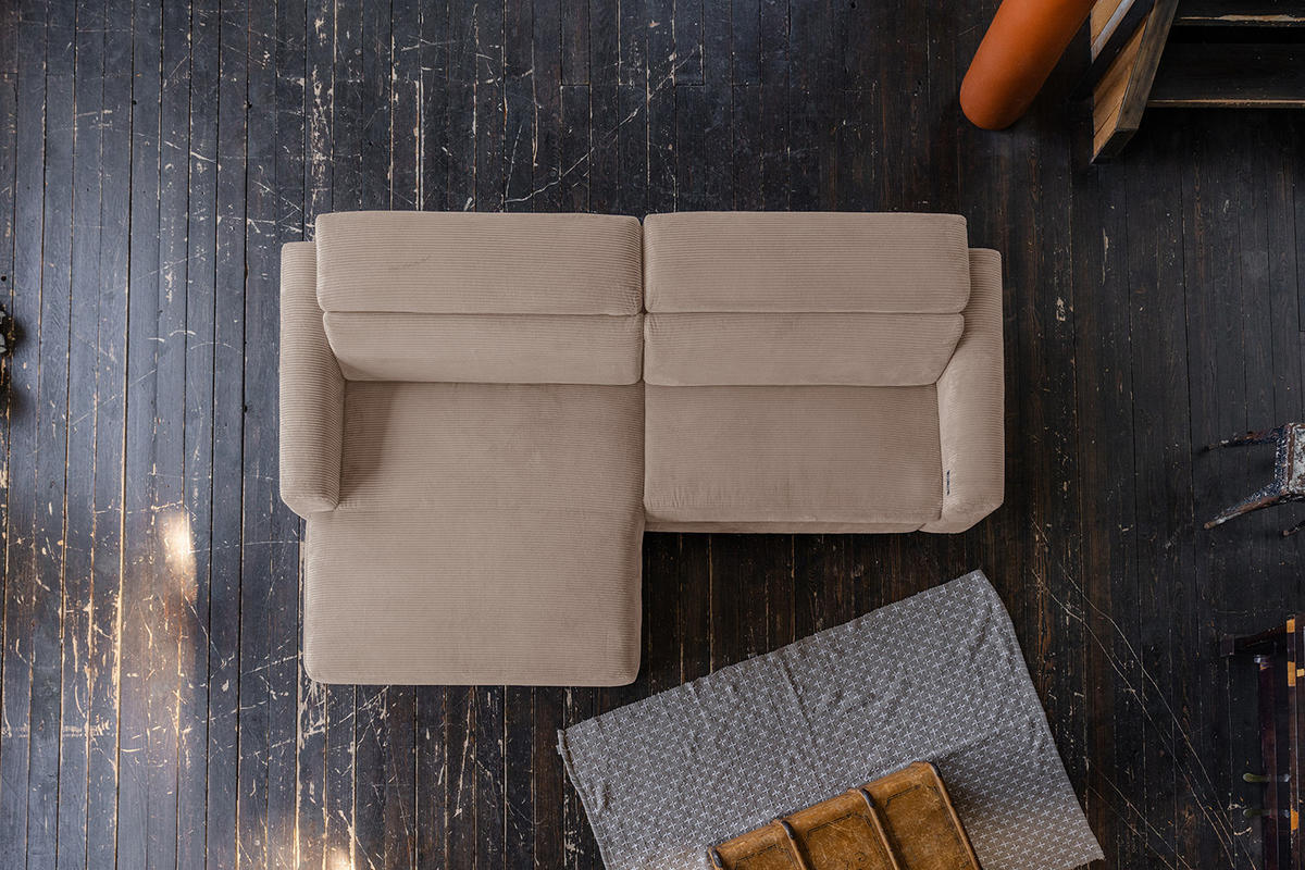 ECKSOFA LAISKA Taupe Cord - Taupe/Schwarz, Textil/Metall (282/177cm) - KAWOLA