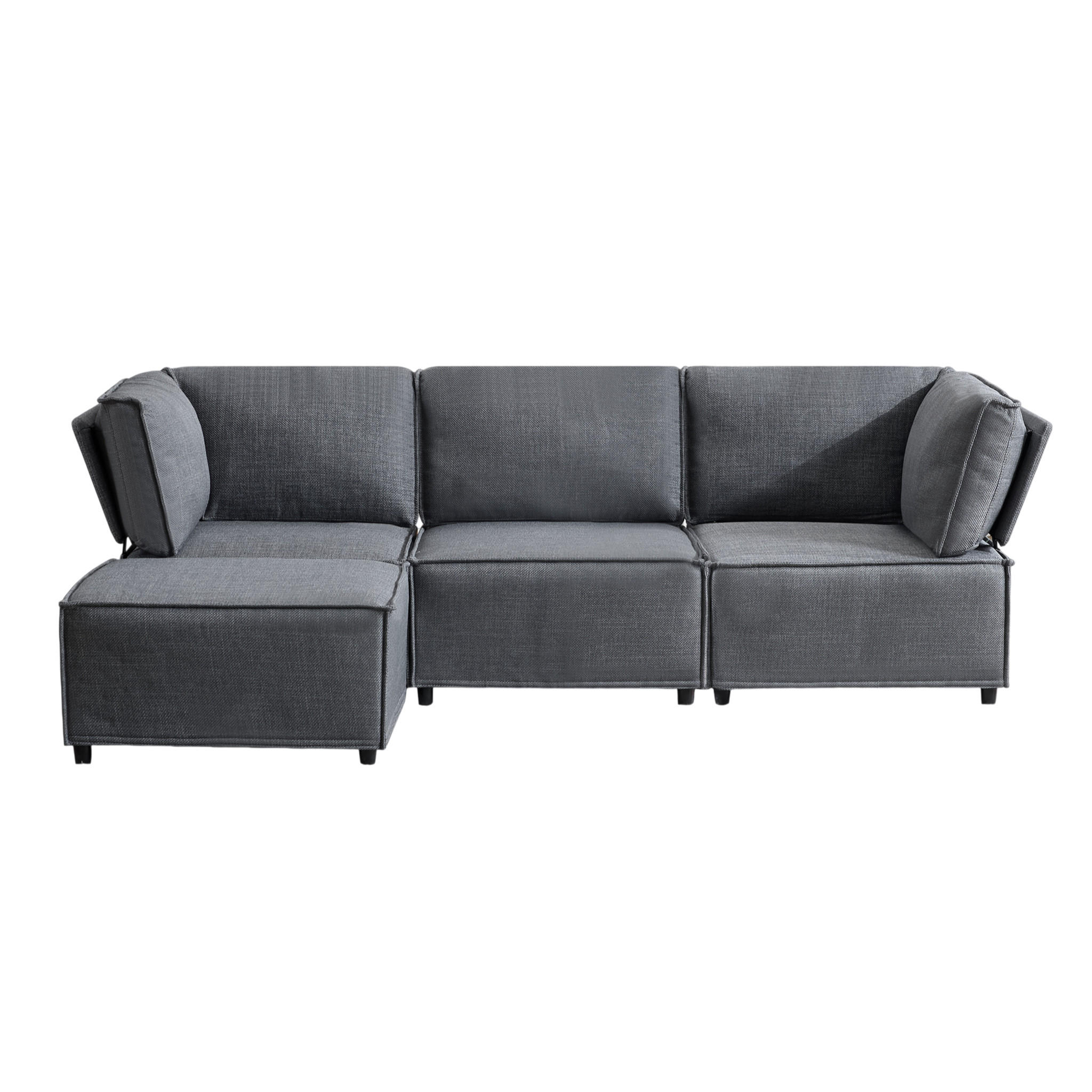 ECKSOFA DE-35021 modular Dunkelgrau - Dunkelgrau, Holzwerkstoff (154/238cm) - ComfortXL