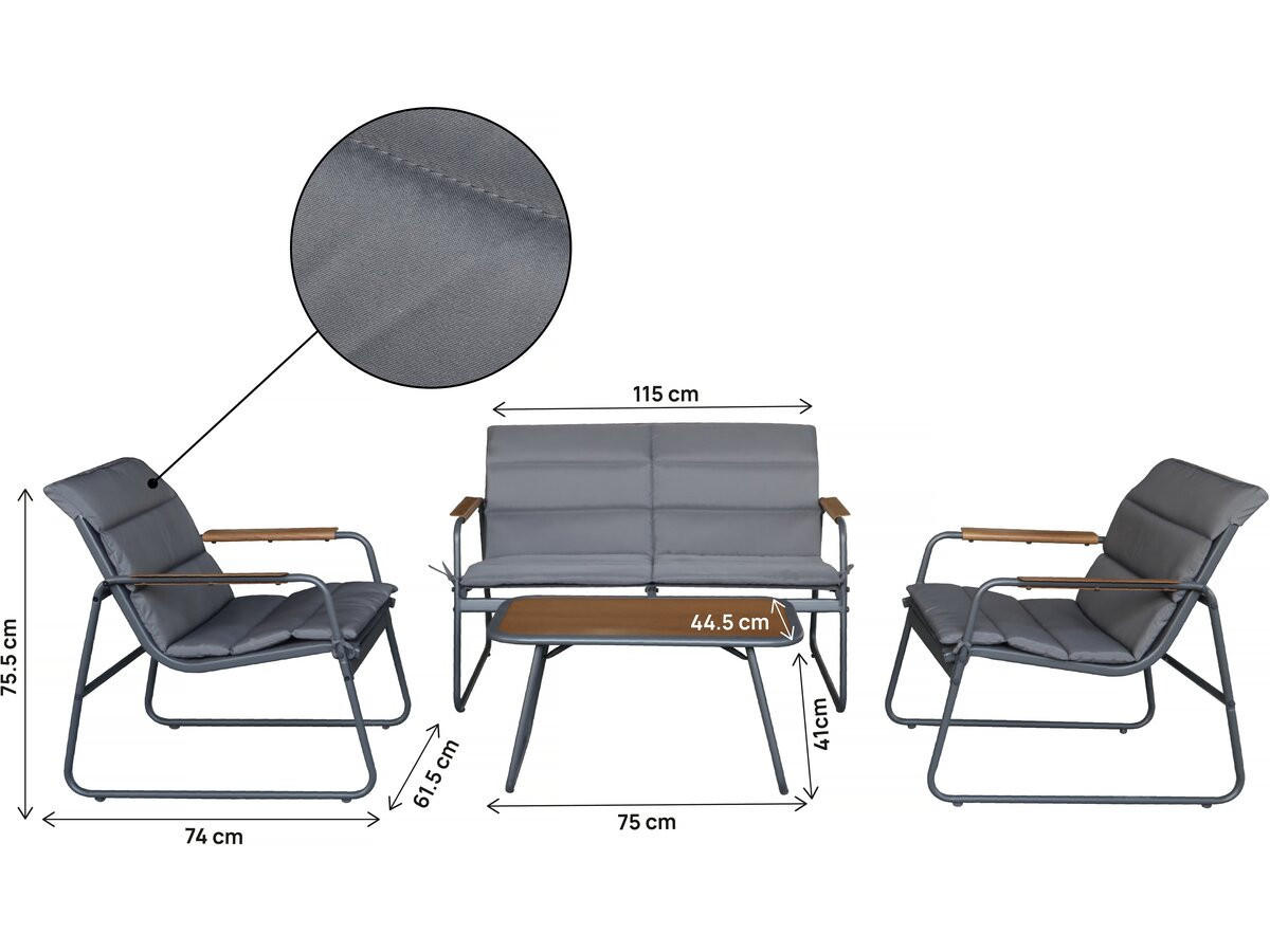 LOUNGEGARNITUR Bastia 4-Sitzer Grau - Grau, Metall - Habitat Garten