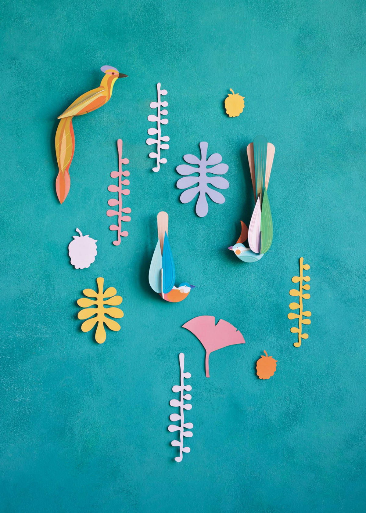 WANDDEKO Tropenvögel-Set 5/31.7 cm - Multicolor, Wellpappe (5/31.7/15cm) - KUNSTLOFT