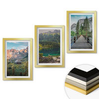 WANDBILDER 3er Set - 20x30 cm Goldrahmen - Berglandschaft See Brücke - Goldfarben, Kunststoff (20/30cm) - ArtPrintCave