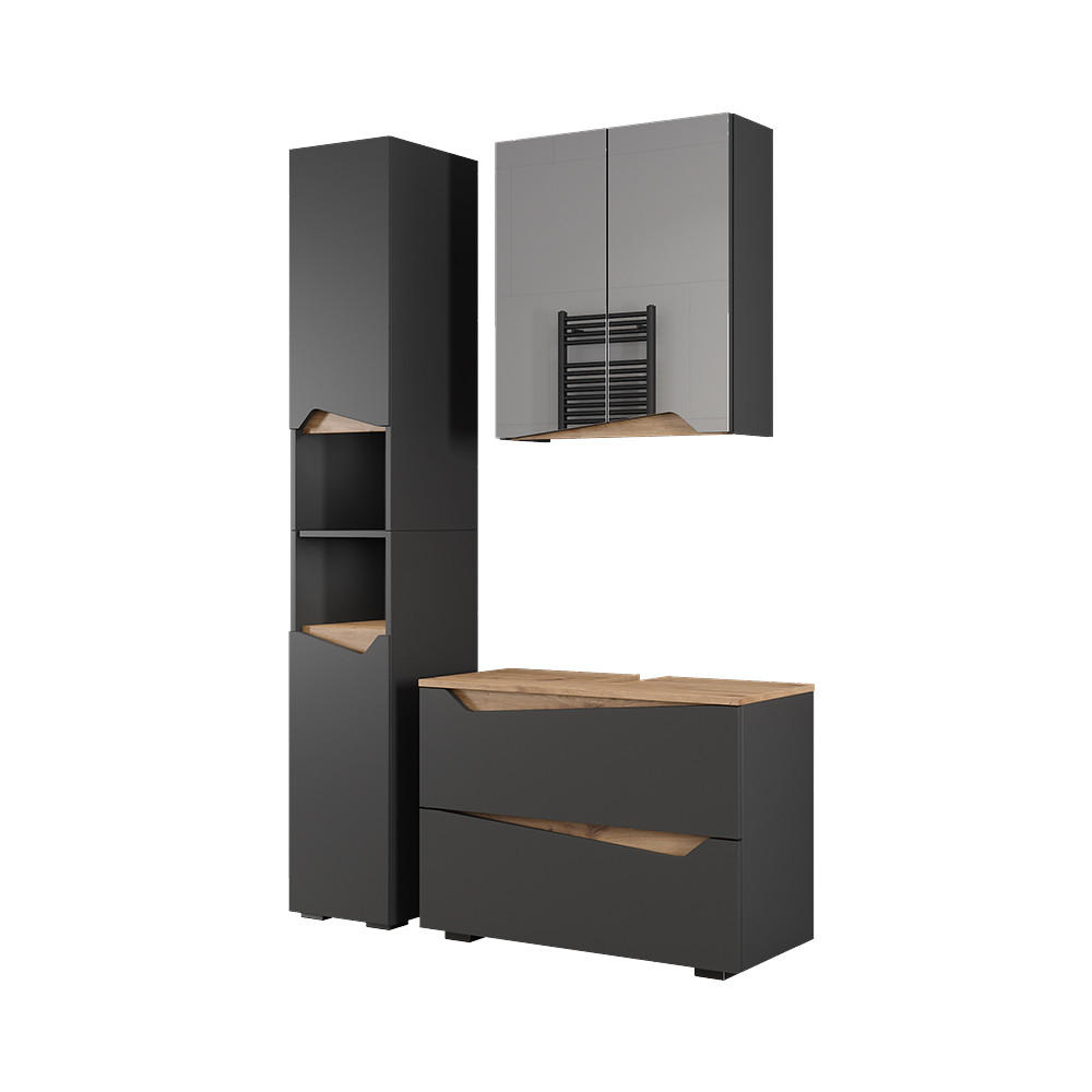 KOUPELNOVÝ NÁBYTEK Marelle Antracit/Artisan - antracitová/dub artisan, kompozitní dřevo (30/180/35cm) - Vicco