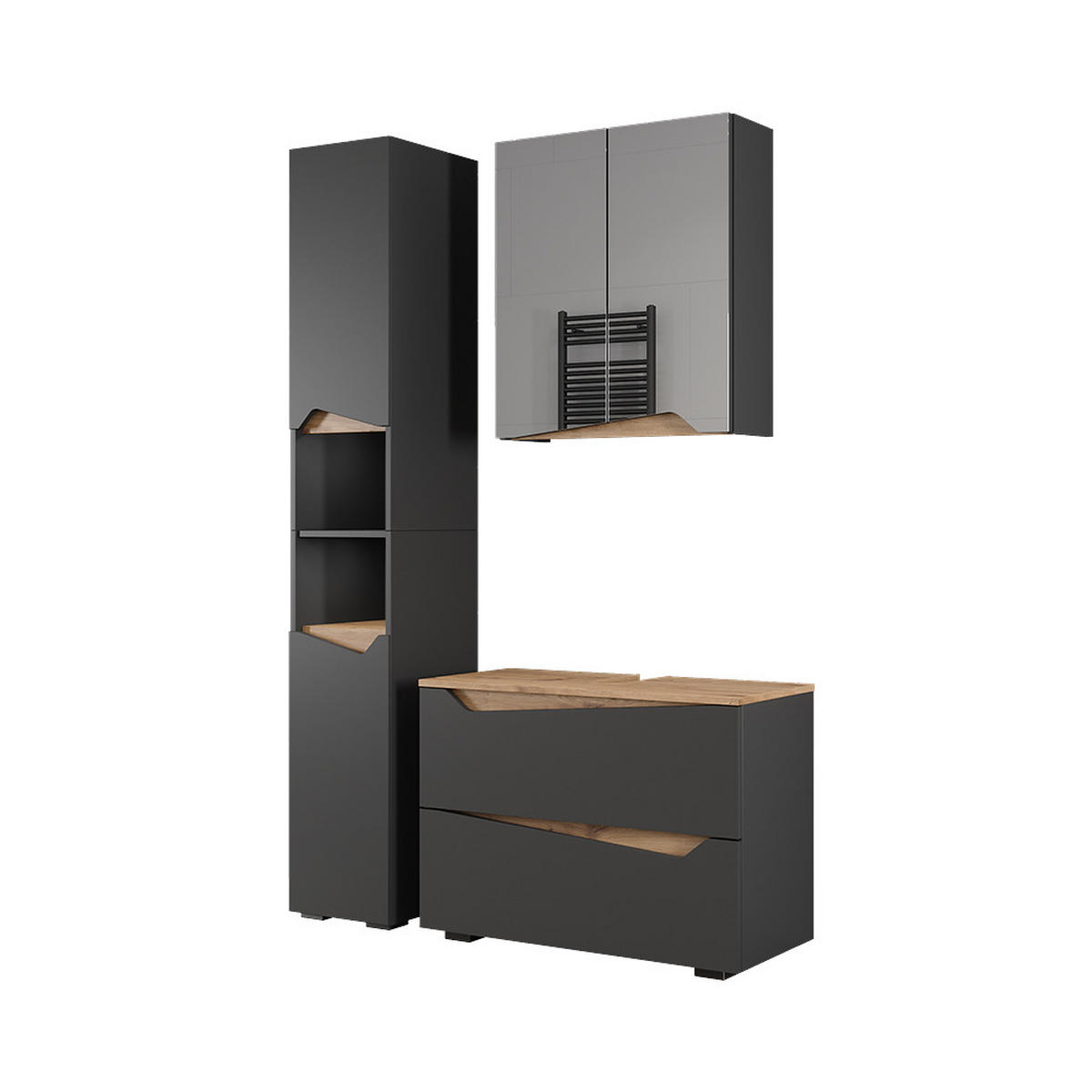 KOUPELNOVÝ NÁBYTEK Marelle Antracit/Artisan - antracitová/dub artisan, kompozitní dřevo (30/180/35cm) - Vicco