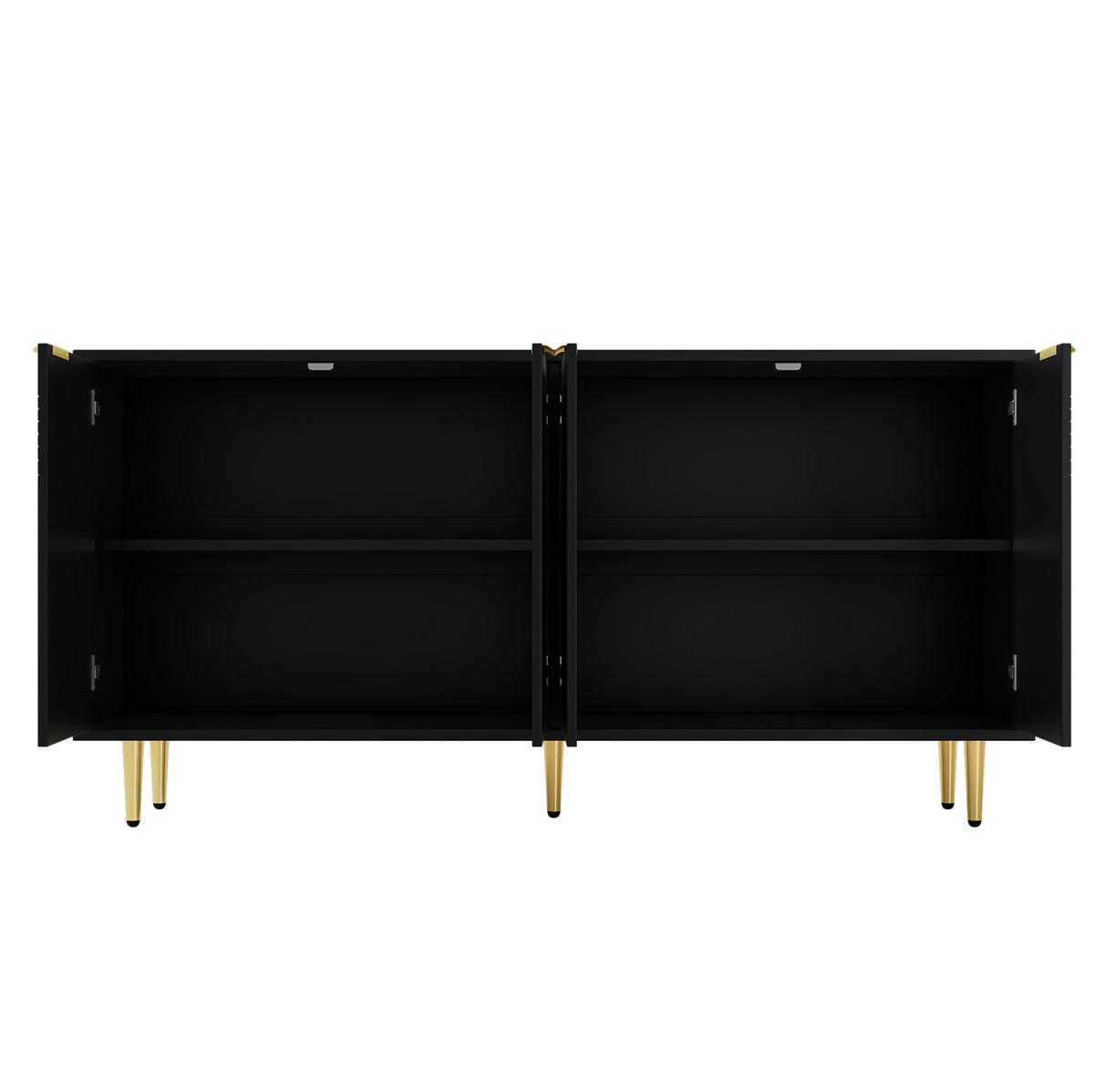 SIDEBOARD 160/40/80 cm schwarz aus MDF und Spanplatte mit 4 Türen - Schwarz, Holzwerkstoff (160/80/40cm) - OKWISH