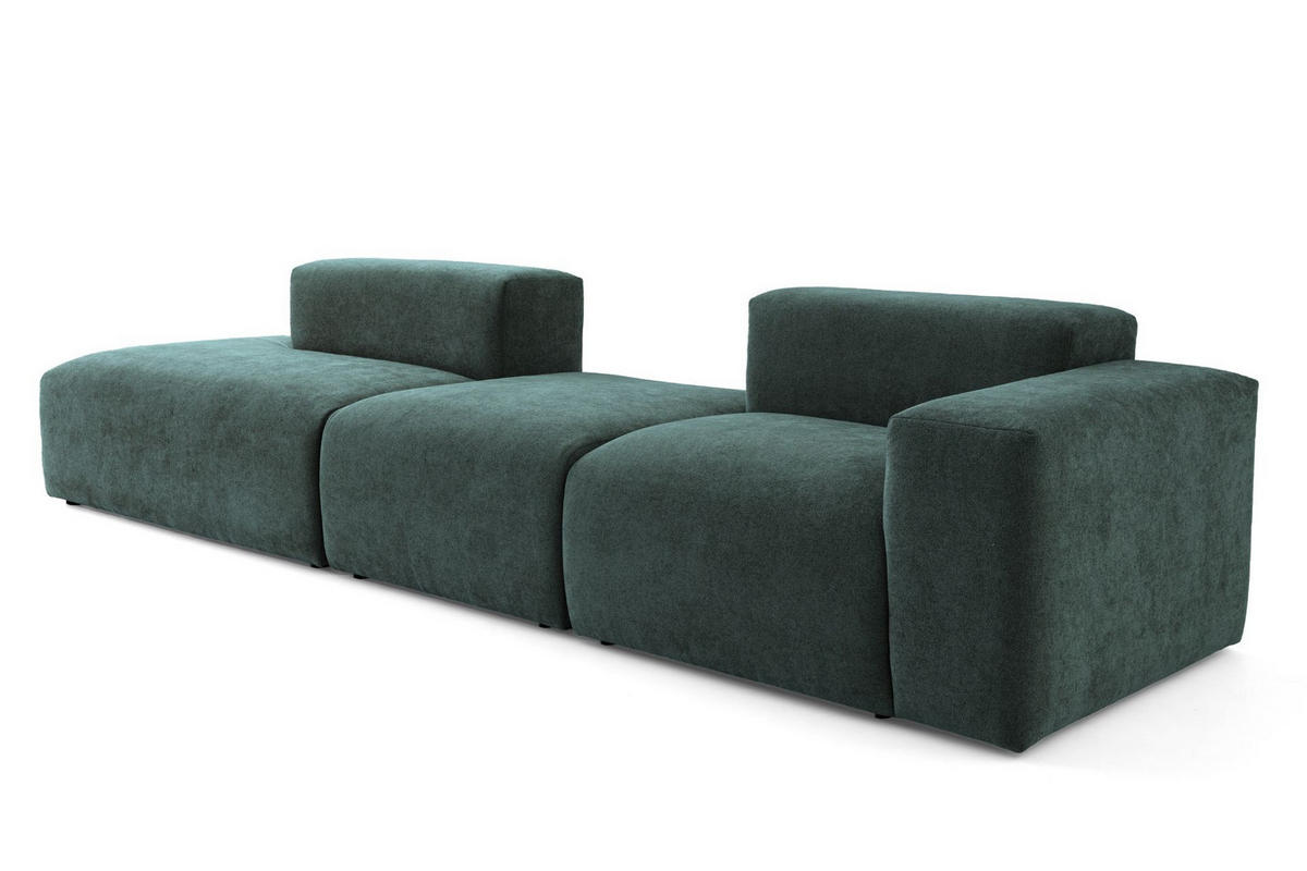 4-SITZER modulares Sofa HEAVEN SET 4 Links, Breite 335 cm Webstoff Dunkelgrün - Dunkelgrün/Schwarz, Holz/Kunststoff (335/71/102cm) - Muffo