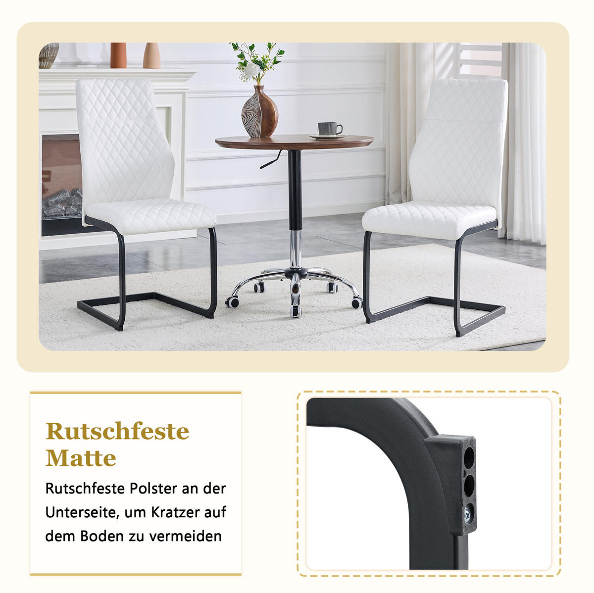 ESSGRUPPE 3-tlg. rund 107 cm Schwarz/Weiß im Industrie-Stil - Schwarz, Metall (107/75/107cm) - Meubliv