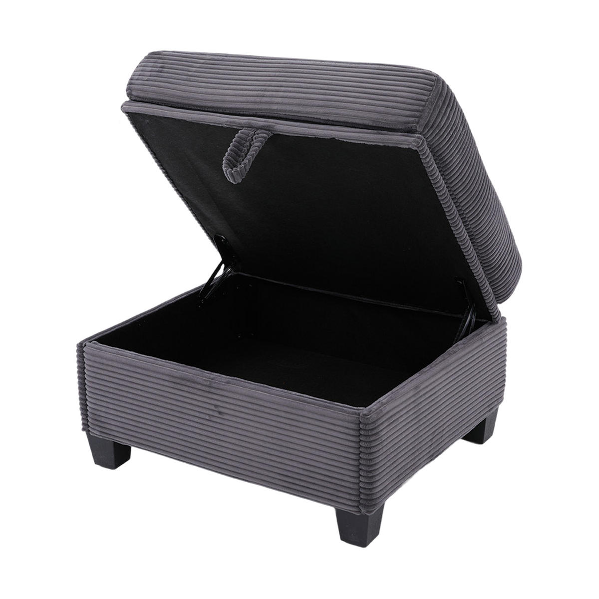 ECKSOFA L-Form mit beweglicher Mittelkonsole USB-C-Dunkelgrau 266/136/82 cm - Dunkelgrau, Textil (266/136cm) - OKWISH