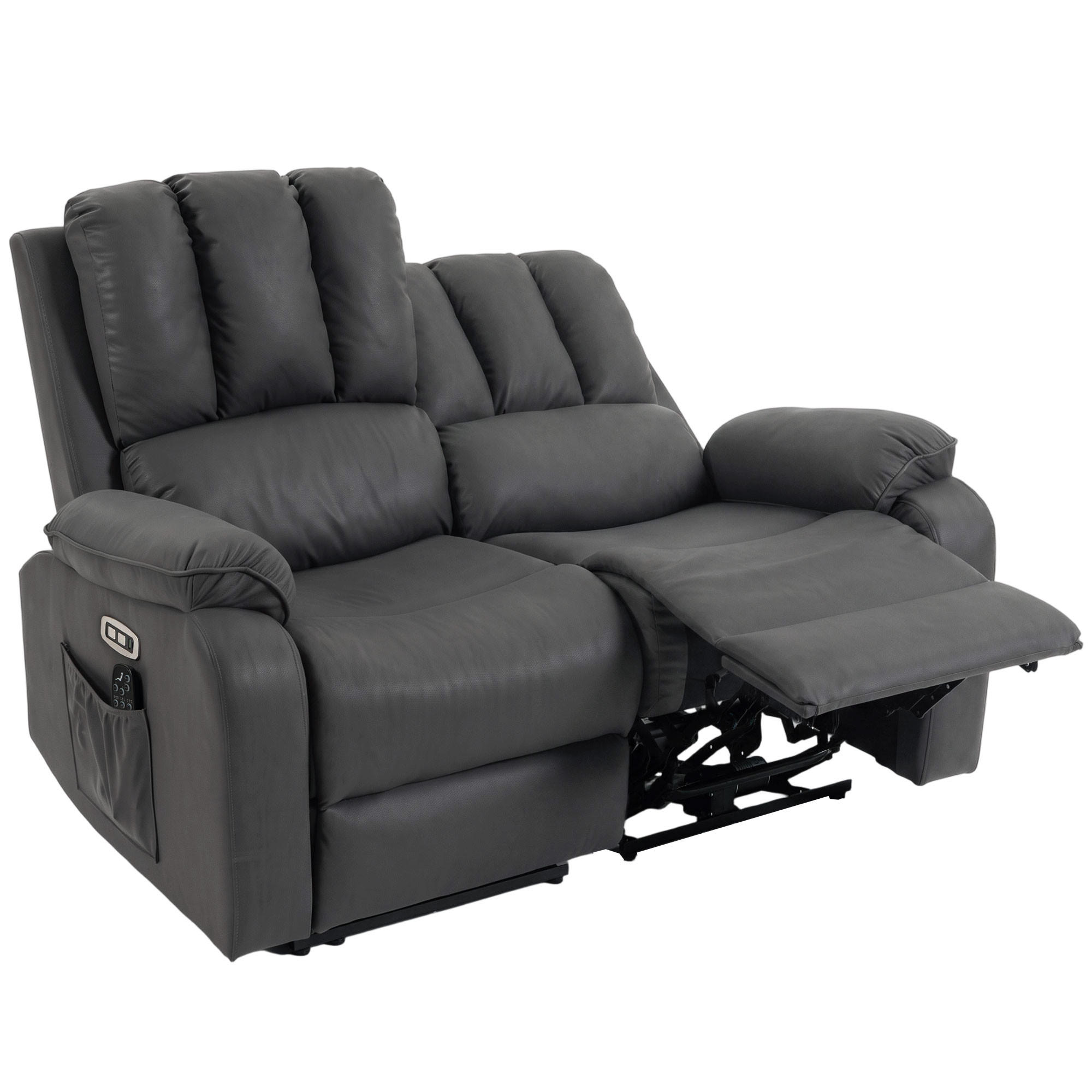RELAXSOFA Polyester Polyester - Dunkelgrau/Schwarz, Holzwerkstoff/Textil (91/102/145cm) - HOMCOM