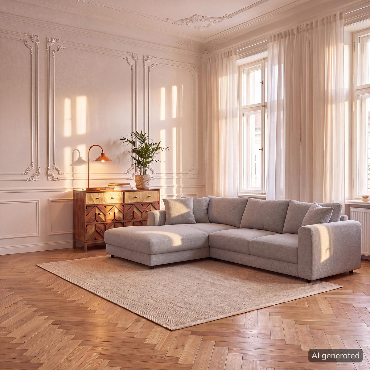 ECKSOFA mit Longchair - Hellgrau/Schwarz, Holz/Kunststoff (286/183cm) - home24
