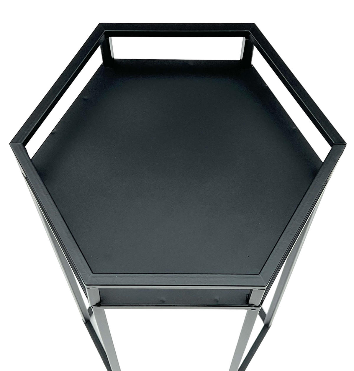 BLUMENHOCKER Metall Schwarz 6eck 60 cm - Schwarz, Metall (29/60/25cm) - DanDiBo