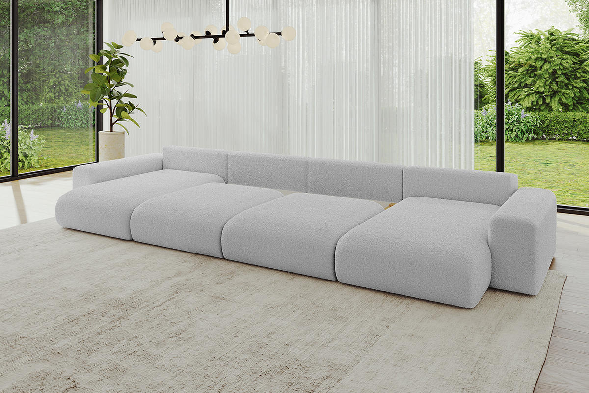 WOHNLANDSCHAFT mit Schlaffunktion ESKAR-U2-464x176x84cm Hellgrau - Anthrazit/Hellgrau, Holzwerkstoff/Kunststoff (176/72/464cm) - ALTDECOR