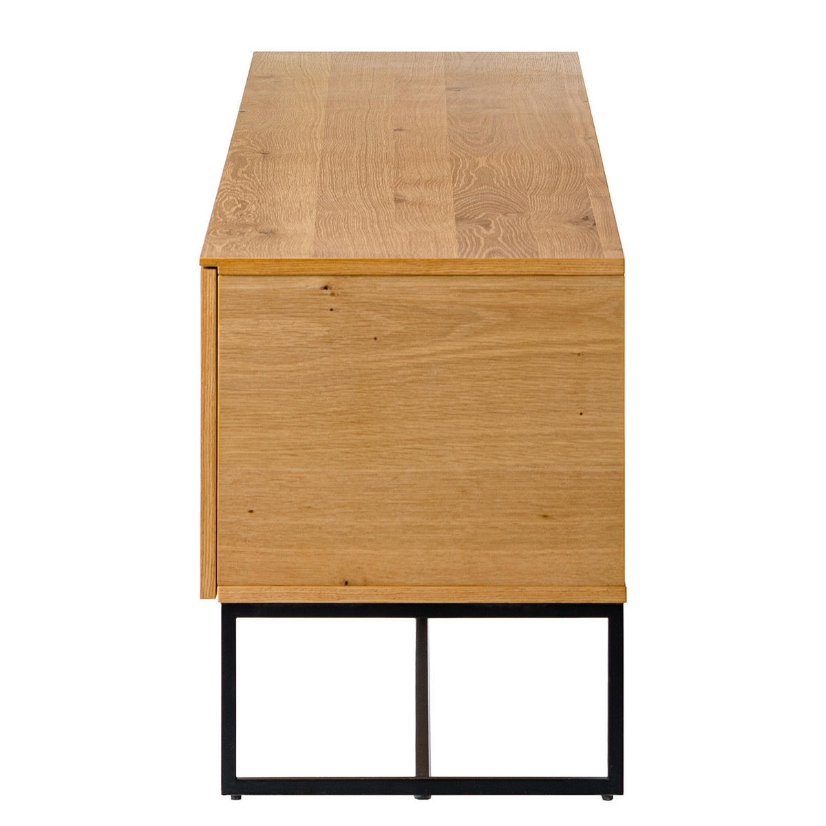 TV-LOWBOARD - Echtholzfurnier / Eisen, Breite 181 cm - Eichefarben/Schwarz, Holzwerkstoff (181/51/40cm) - home24