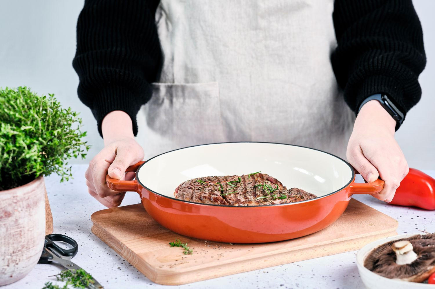 GRILLPFANNE Fontestic Gusseisen Rost Ø 28 cm – emailliert - Orange, Keramik (1/2/6cm) - Cosy & Trendy