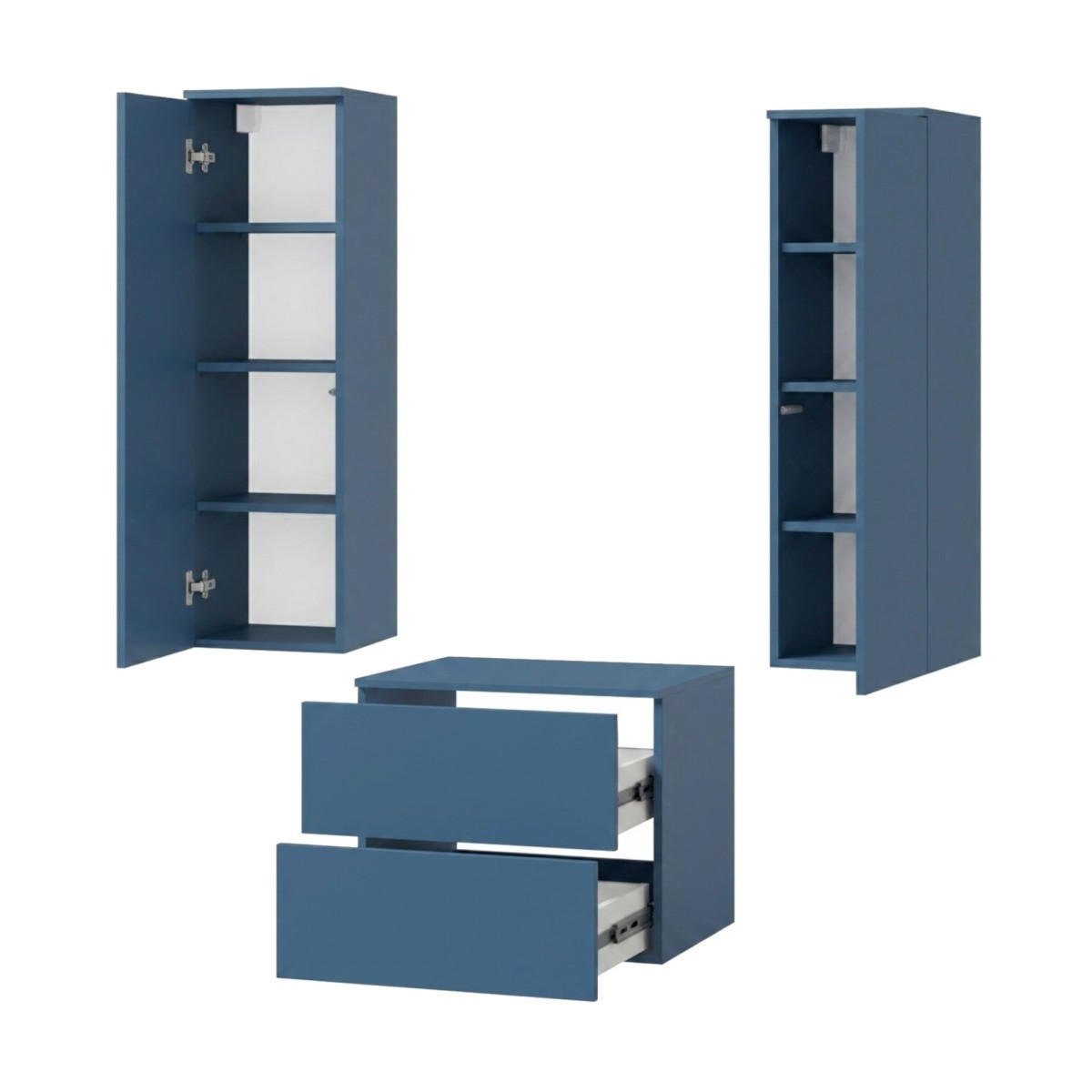 BADMÖBEL-SET Color Meeresblau 3-Teilig (2S 60 + 1D 100 X2) - Dunkelblau, Holzwerkstoff (120/160/45cm) - mzm24
