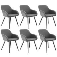 ESSZIMMERSTUHL 6er Set Marilyn 58 x 62 x 82 cm grau/schwarz - Schwarz/Grau, Kunststoff (62/82/58cm) - tectake