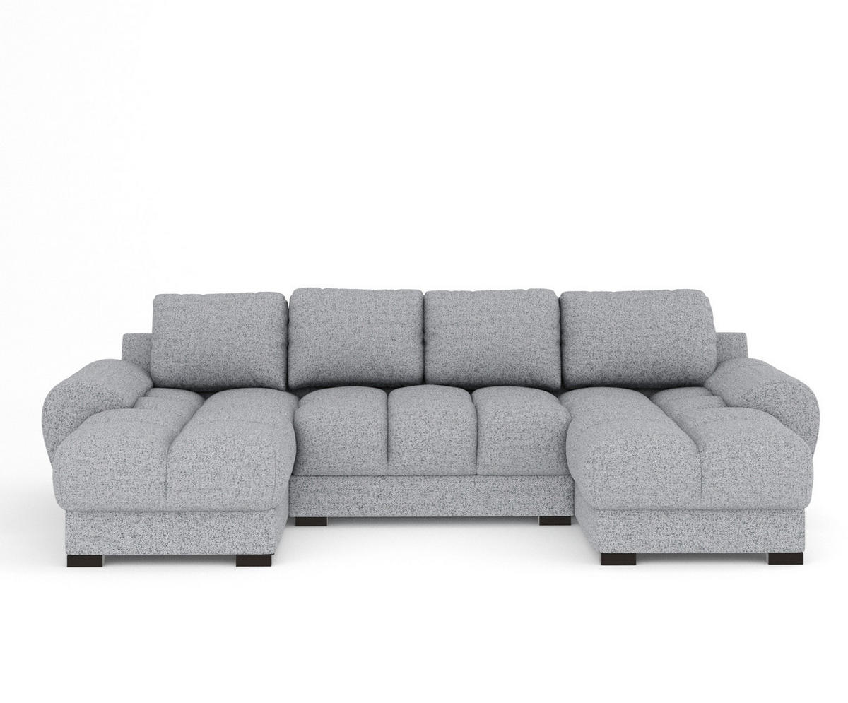 WOHNLANDSCHAFT Peebles Grau Webstoff - Schwarz/Grau, Holz/Holzwerkstoff (330/90/175cm) - Maison de Reve