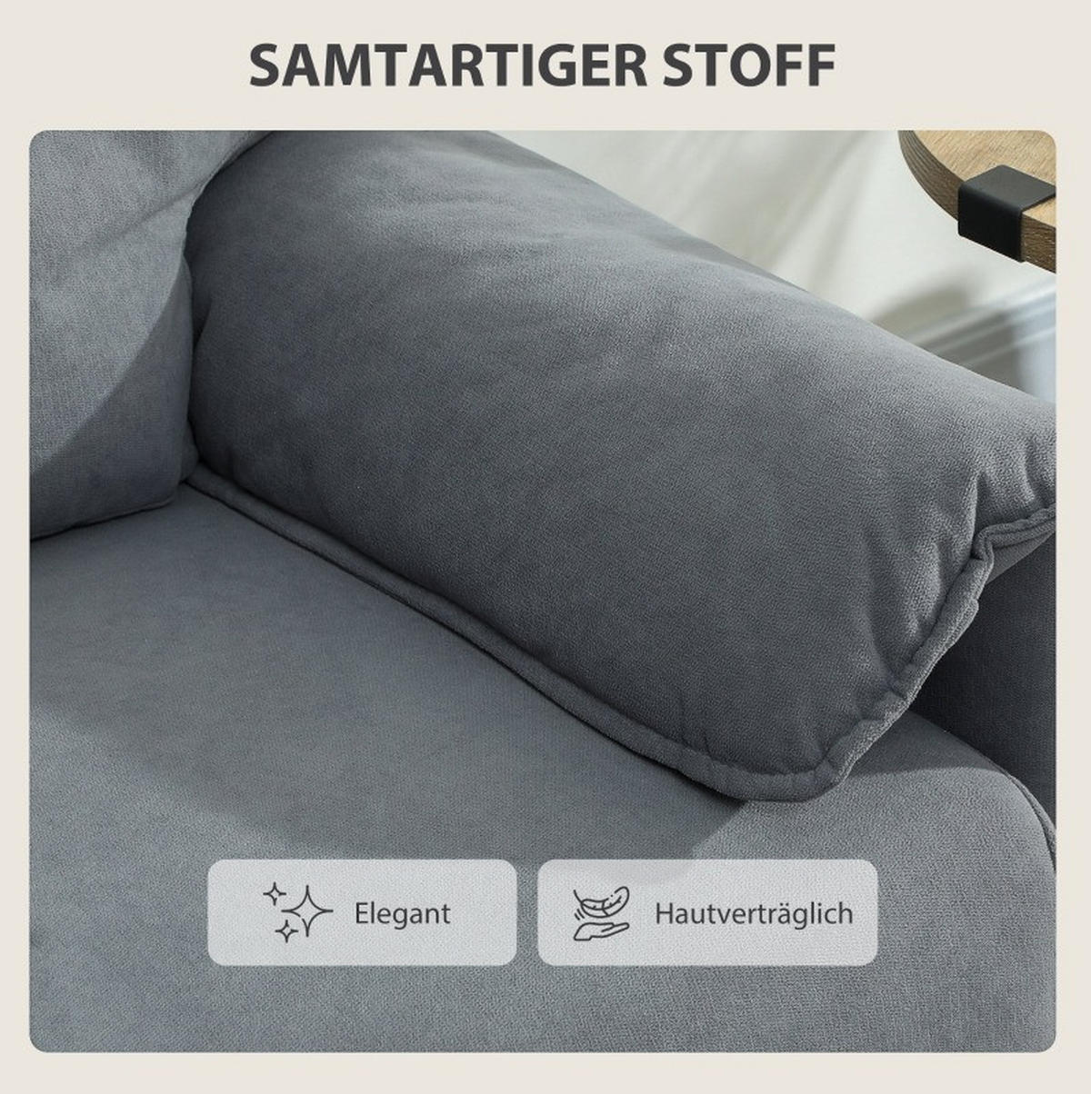 2-SITZER Sofa Stoffbezug mit Metallbeinen 127/72/84 cm Grau - Grau, Metall (72/84/127cm) - Redom