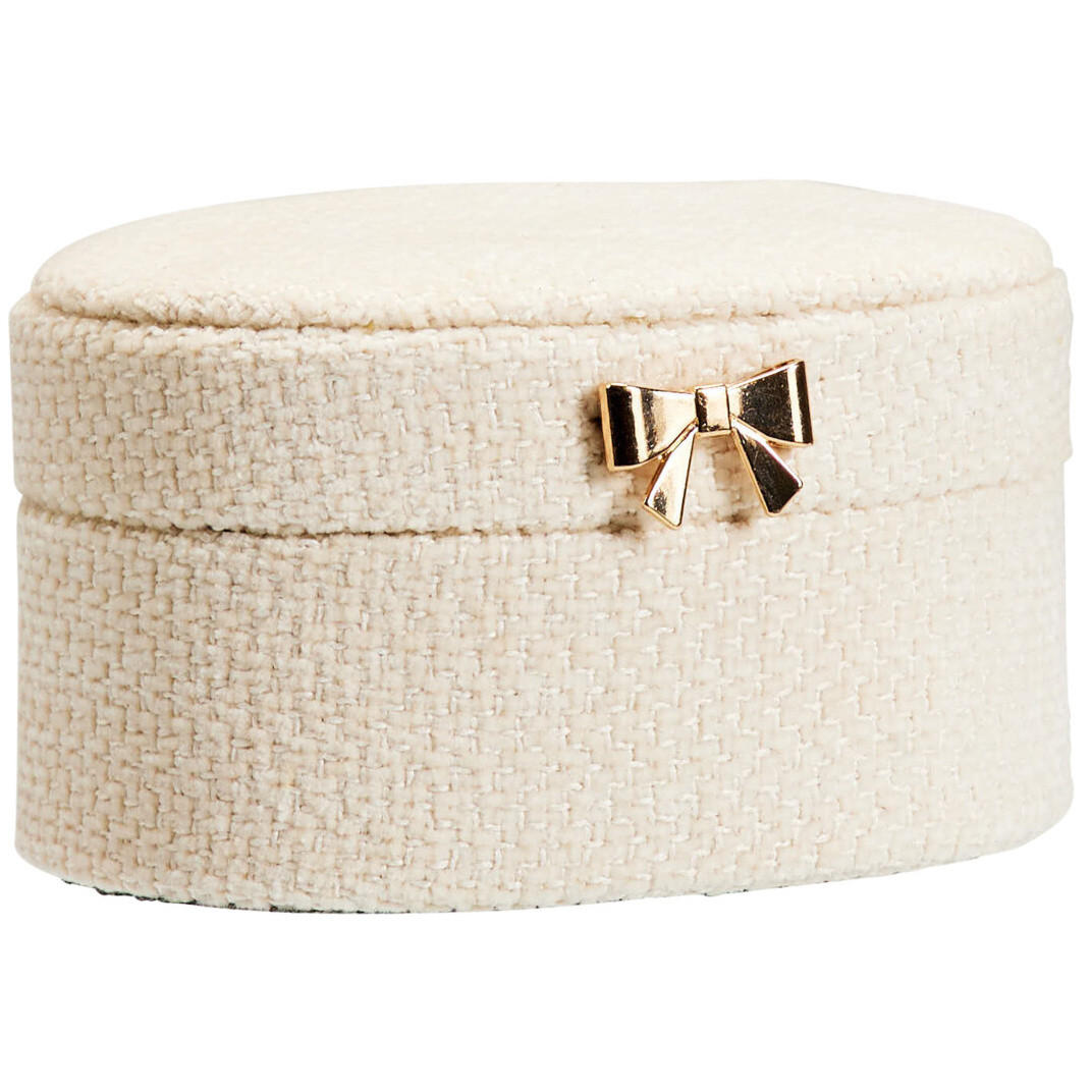 SCHMUCKKÄSTCHEN mit Schleife 12/6,5/10 cm - Beige, Textil (6.5/10/12cm) - Home Styling Collection