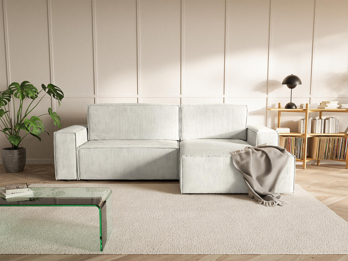 ECKSOFA Kokko mit Schlaffunktion, Cremeweiß - Creme, Textil (267/167cm) - Fedve