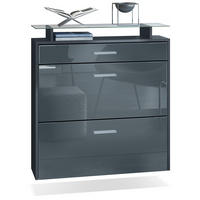 SCHUHSCHRANK Malea Fronten in Grau Hochglanz - Grau, Holzwerkstoff (89/96/23cm) - Vladon