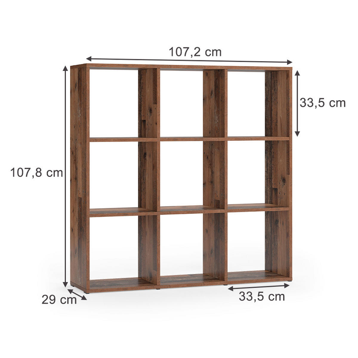 RAUMTEILER Nove Antikholz 104 x 108 cm - Alteiche, Holzwerkstoff (104/108/29cm) - Vicco