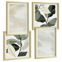 BILDER SET 4er Set - 50x50 cm & 40x60 cm Goldrahmen - Leuchtende, abstrakte Boho-Farben - Goldfarben, Kunststoff (50/50cm) - TULUP