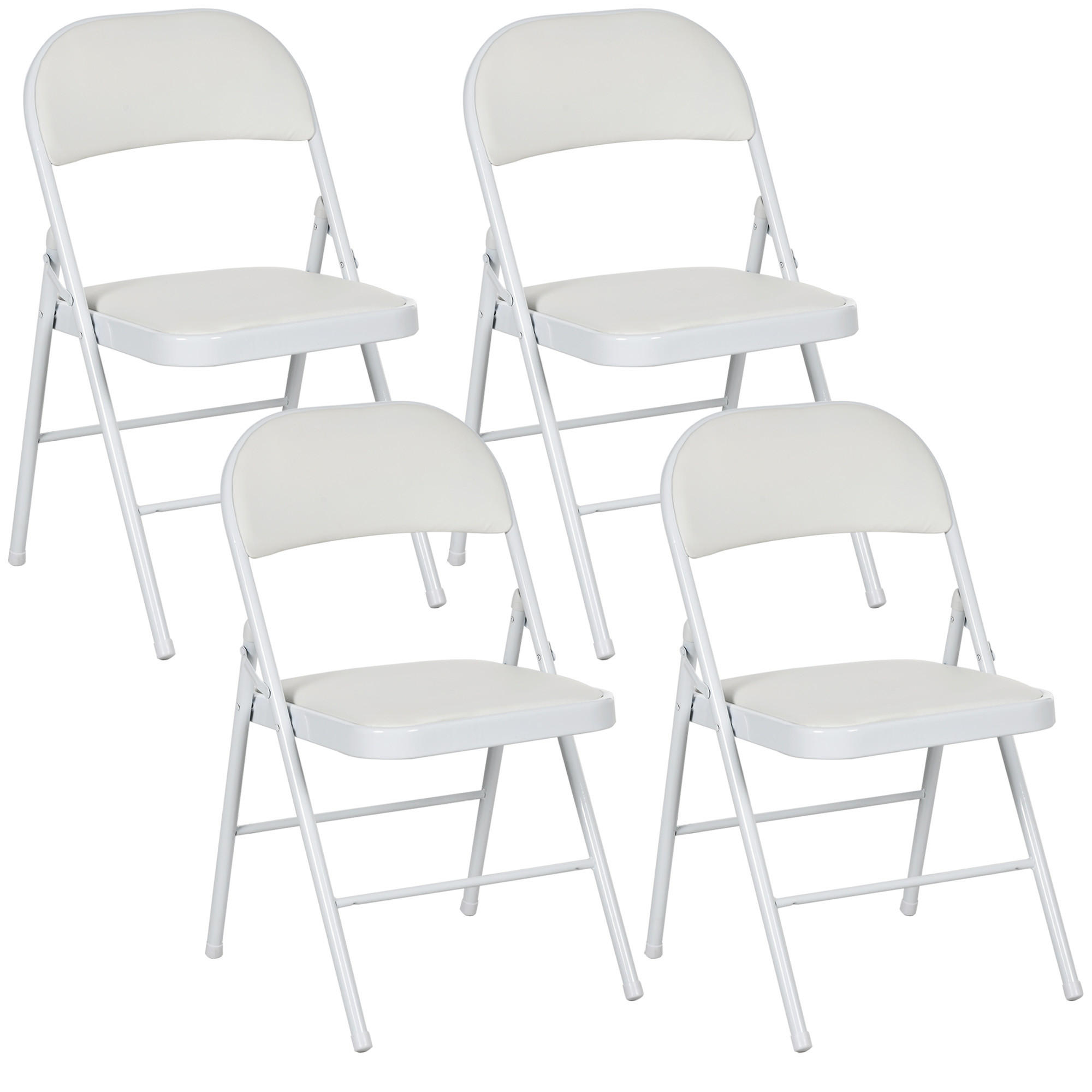 KLAPPSTUHL 4er-Set Weiß 46.0/45.0/78.0 cm - Weiß, Leder (45/78/46cm)
