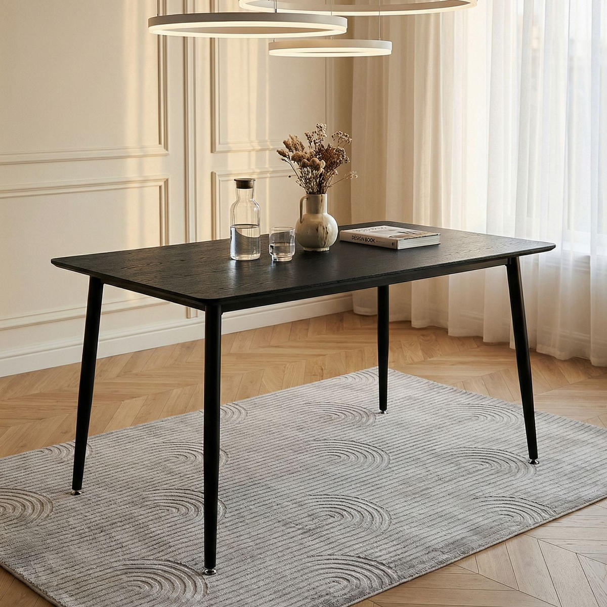 ESSTISCH NORA schwarz - Schwarz, Holzwerkstoff/Metall (80/120/75cm) - IDIMEX