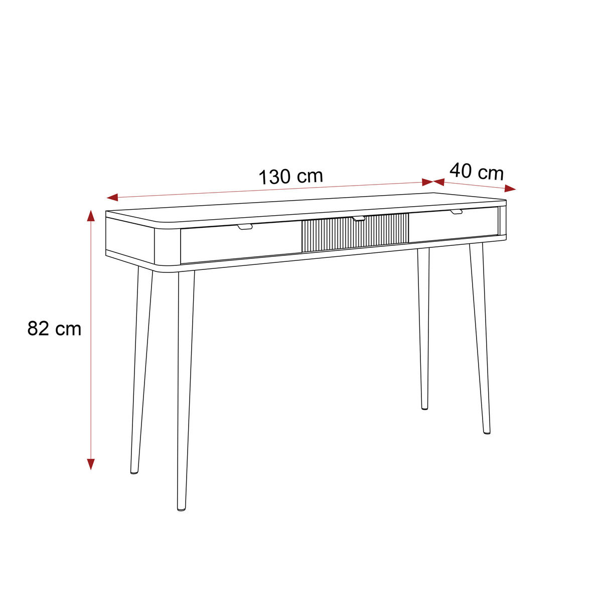 SCHMINKTISCH Konsole NAVANI 130 cm mit Schubladen Kaschmir Nuss - Kaschmir/Nussbaumfarben, Holzwerkstoff (40/130/82cm) - Idohome
