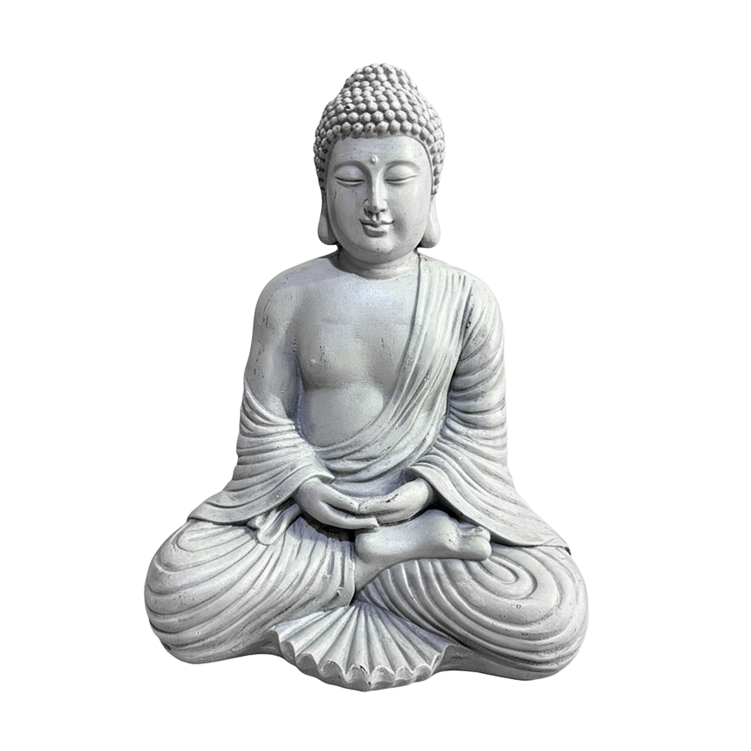 BUDDHA Figur - Grau, Kunststoff (29/42/20cm) - Relaxdays