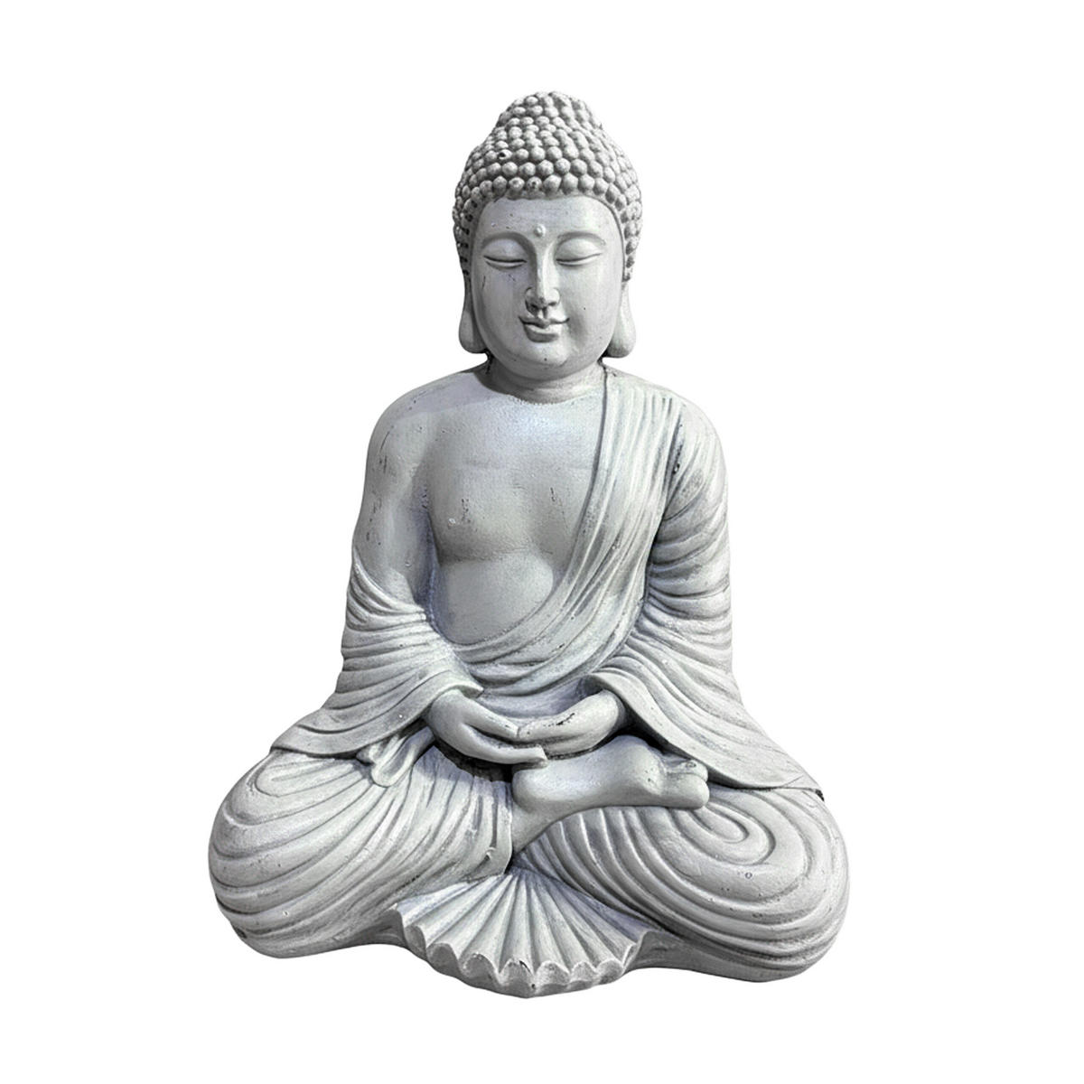 BUDDHA Figur - Grau, Kunststoff (29/42/20cm) - Relaxdays