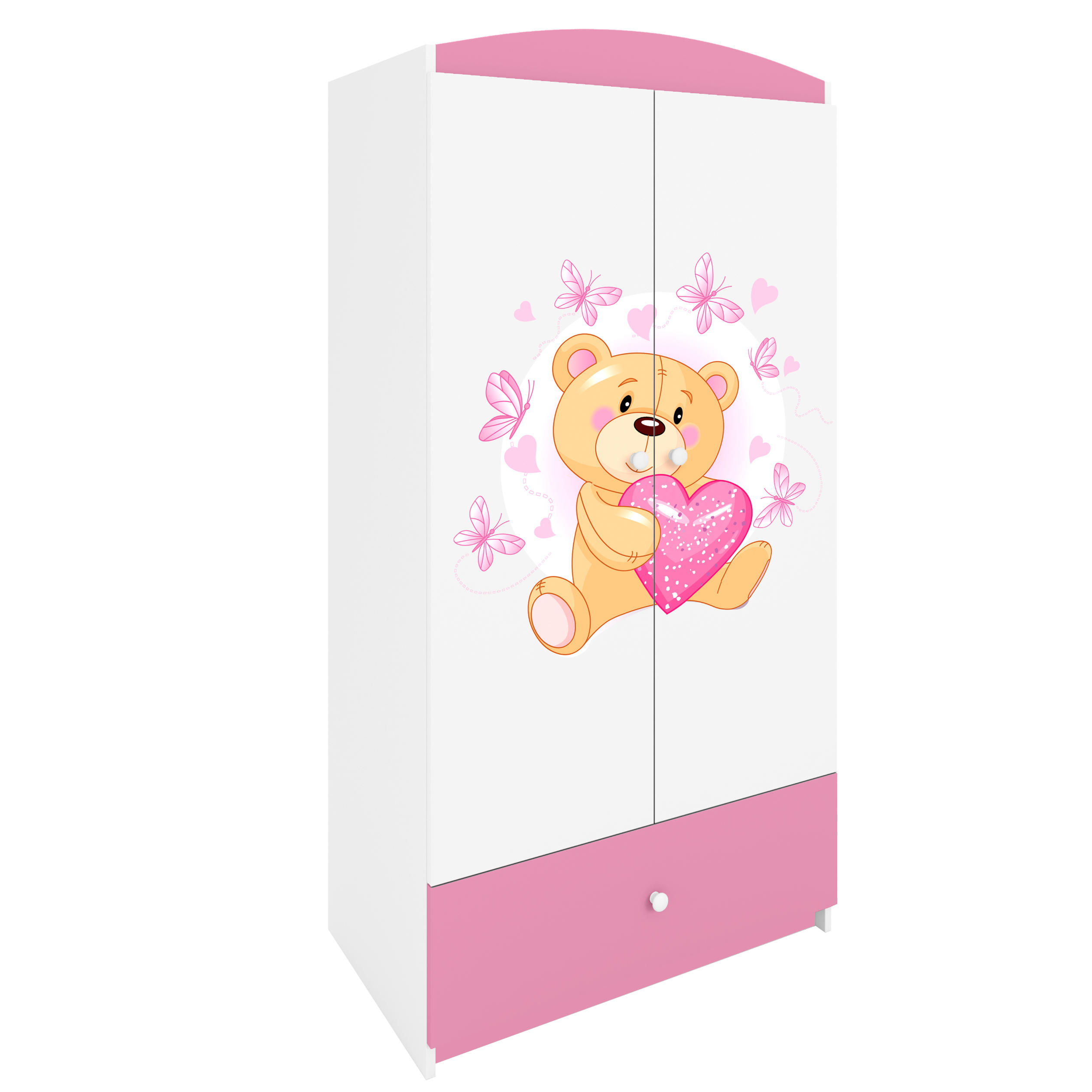 KINDERKLEIDERSCHRANK Teddybär I - Hellrosa, Holzwerkstoff (90/175/52cm) - RAUMHIRSCH FURNITURE