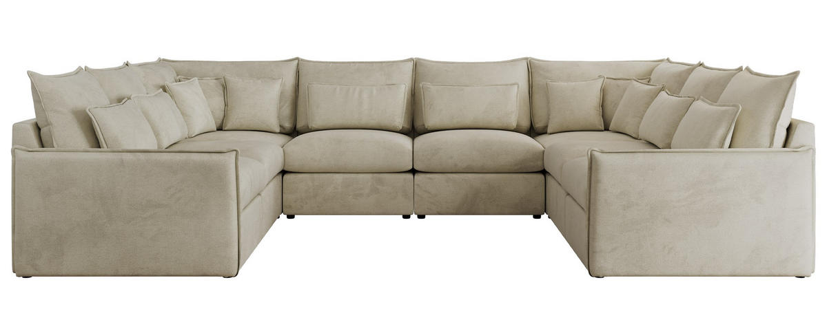 WOHNLANDSCHAFT VERSO U 8M Beige Velvet - Beige/Schwarz, Kunststoff/Textil (362/93/270cm) - MKS