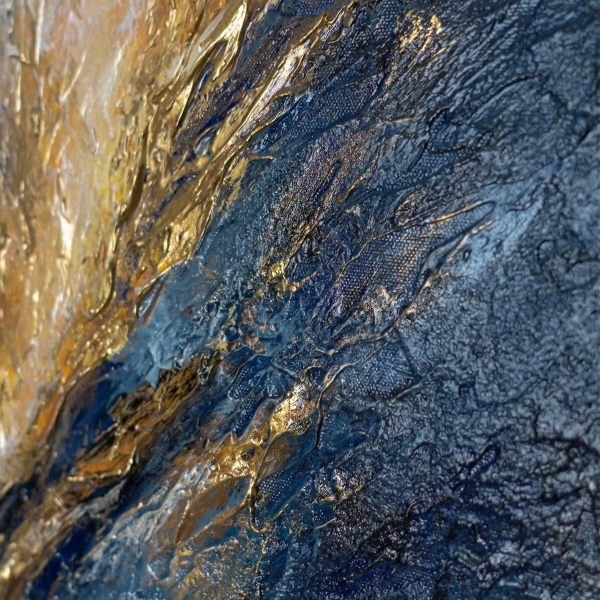 GEMÄLDE Energie des Lichts Schattenfugenrahmen Schwarz-Gold 70x50 cm - Schwarz Hochglanz, Holz (70/50cm) - YS-art gallery