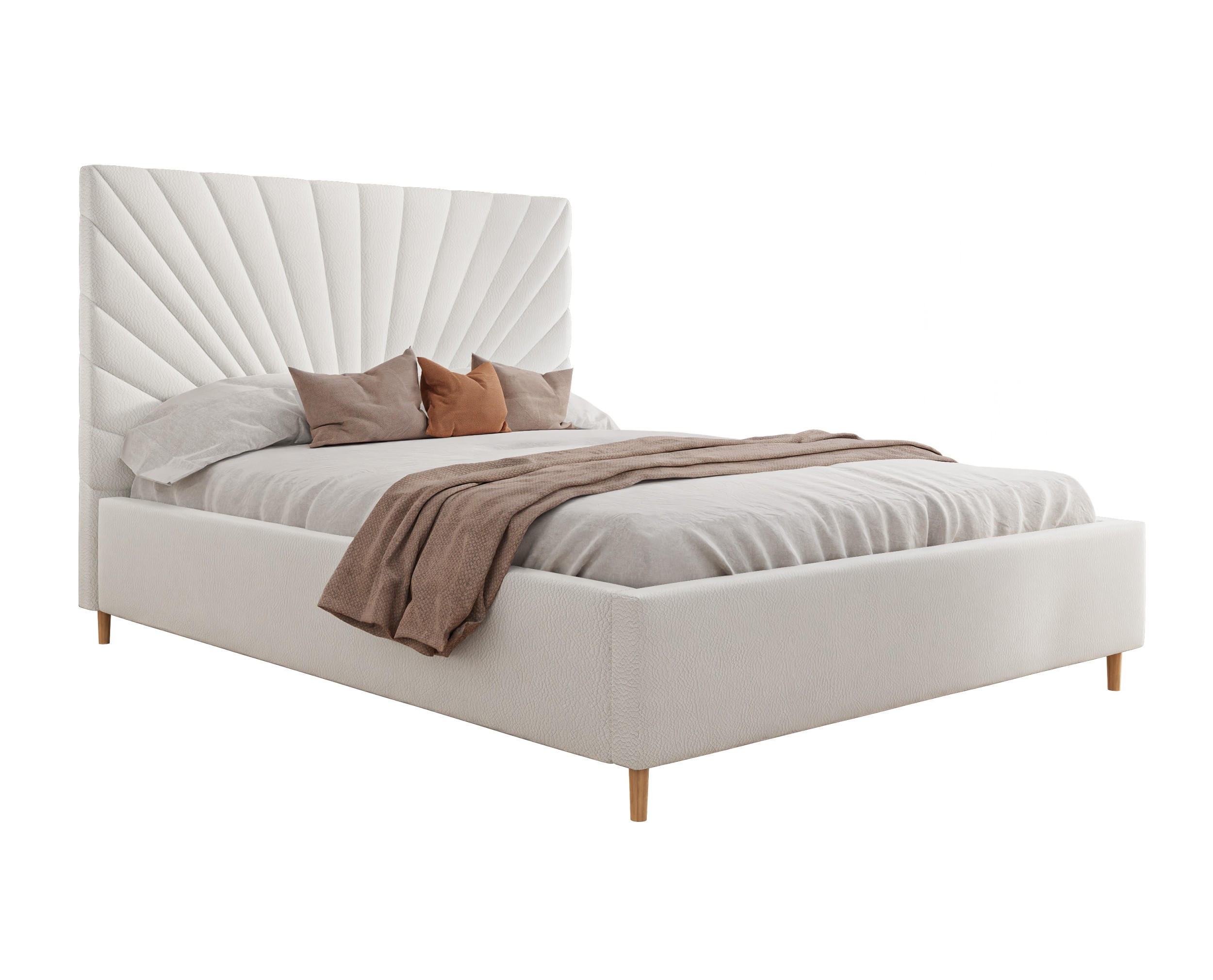 POLSTERBETT SUNNY 140x200 cm Madryt 920, 34 Holzlatten, Kopfteil 131 cm - Weiß, Textil (140/200cm) - Lookway