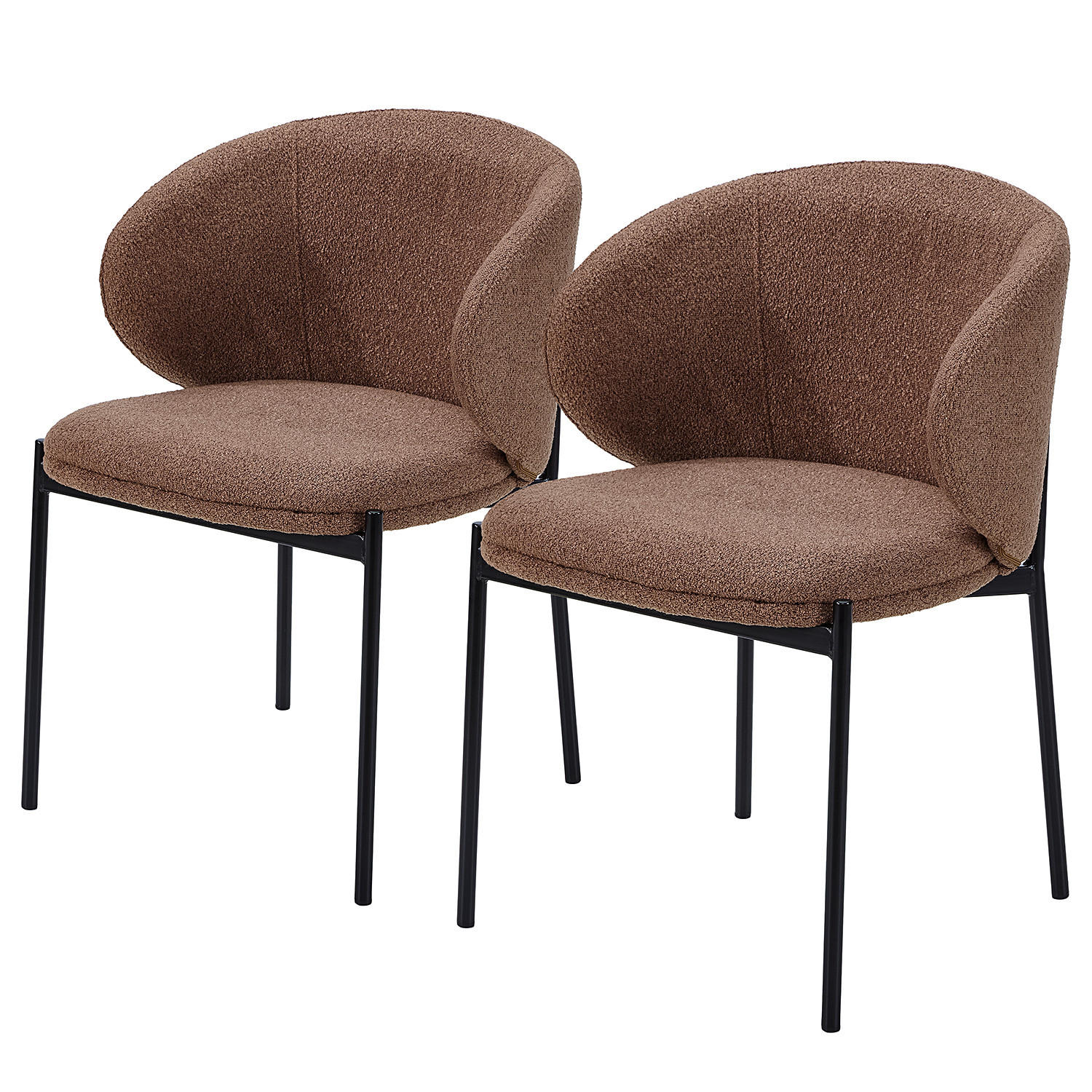 POLSTERSTUHL - Stahl / Bouclé, 2er-Set - Rostfarben/Schwarz, Textil (57/76/58cm) - home24