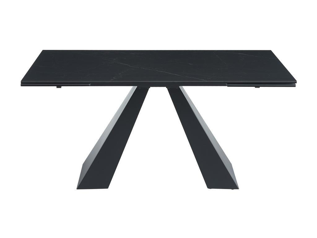 ESSTISCH ausziehbar - 6 bis 10 Personen - Sicherheitsglas, Keramik & Metall - Marmor-Optik Schwarz - LOZIPA - Schwarz, Glas (240/90/76cm) - Vente-Unique