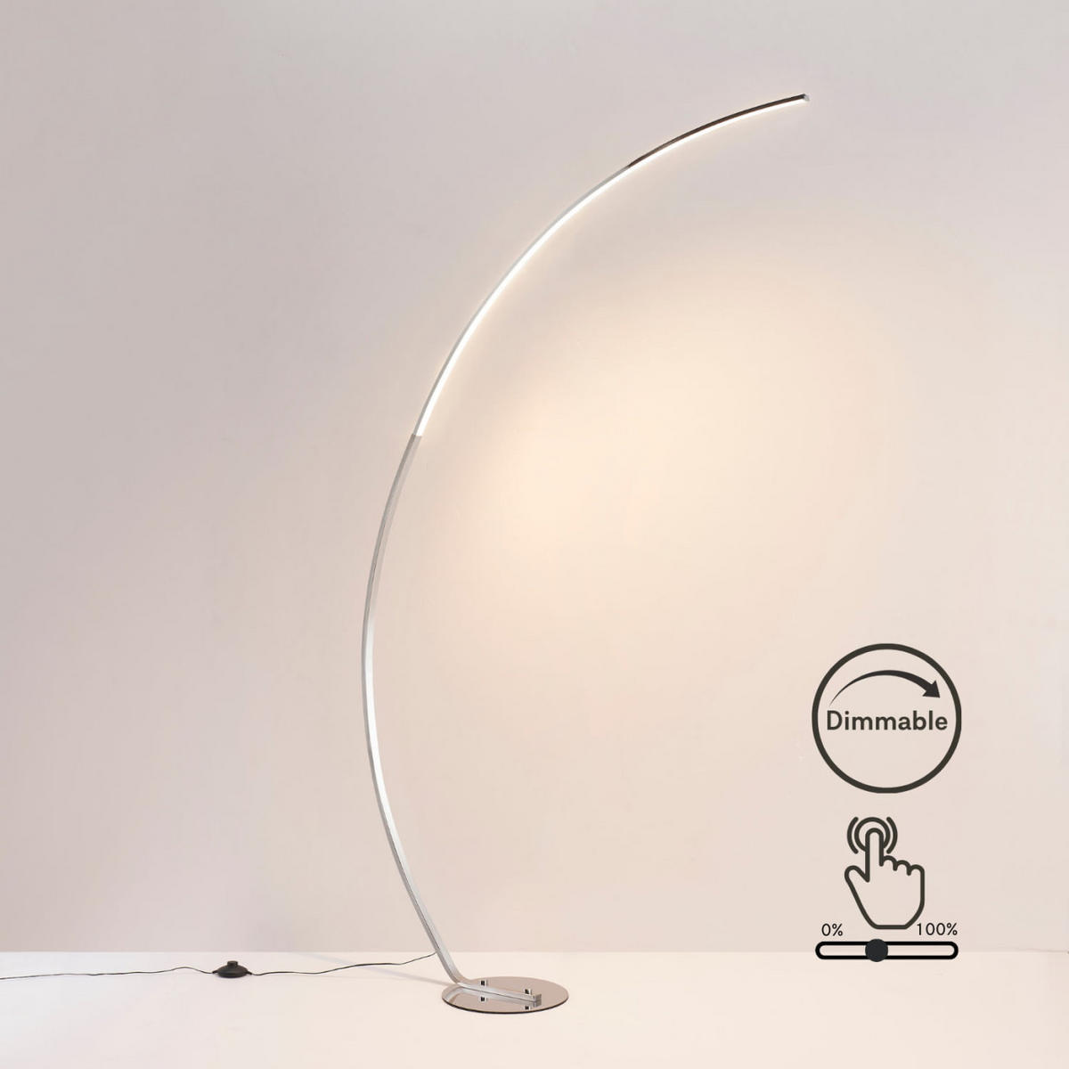 STEHLEUCHTE Thalia, Silber/Chrom, 184cm - Chromfarben, Metall (118/28/184cm) - KOSILUM