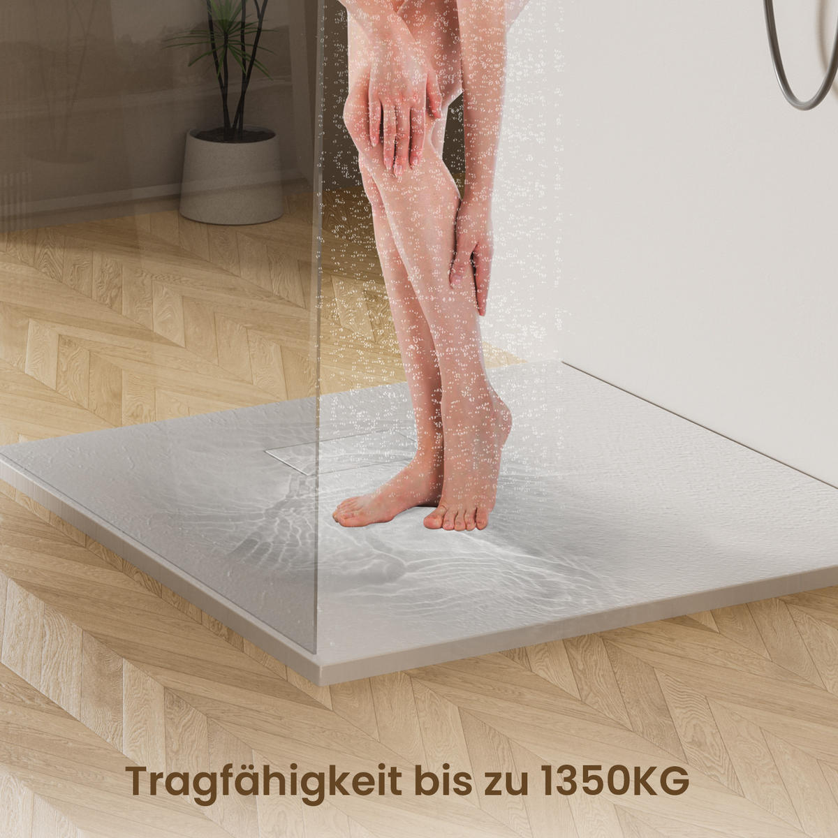 DUSCHWANNE mit rutschhemmender Oberfläche Weiß 90/90 cm - Weiß, Naturmaterialen (90/2.6/90cm) - EMKE