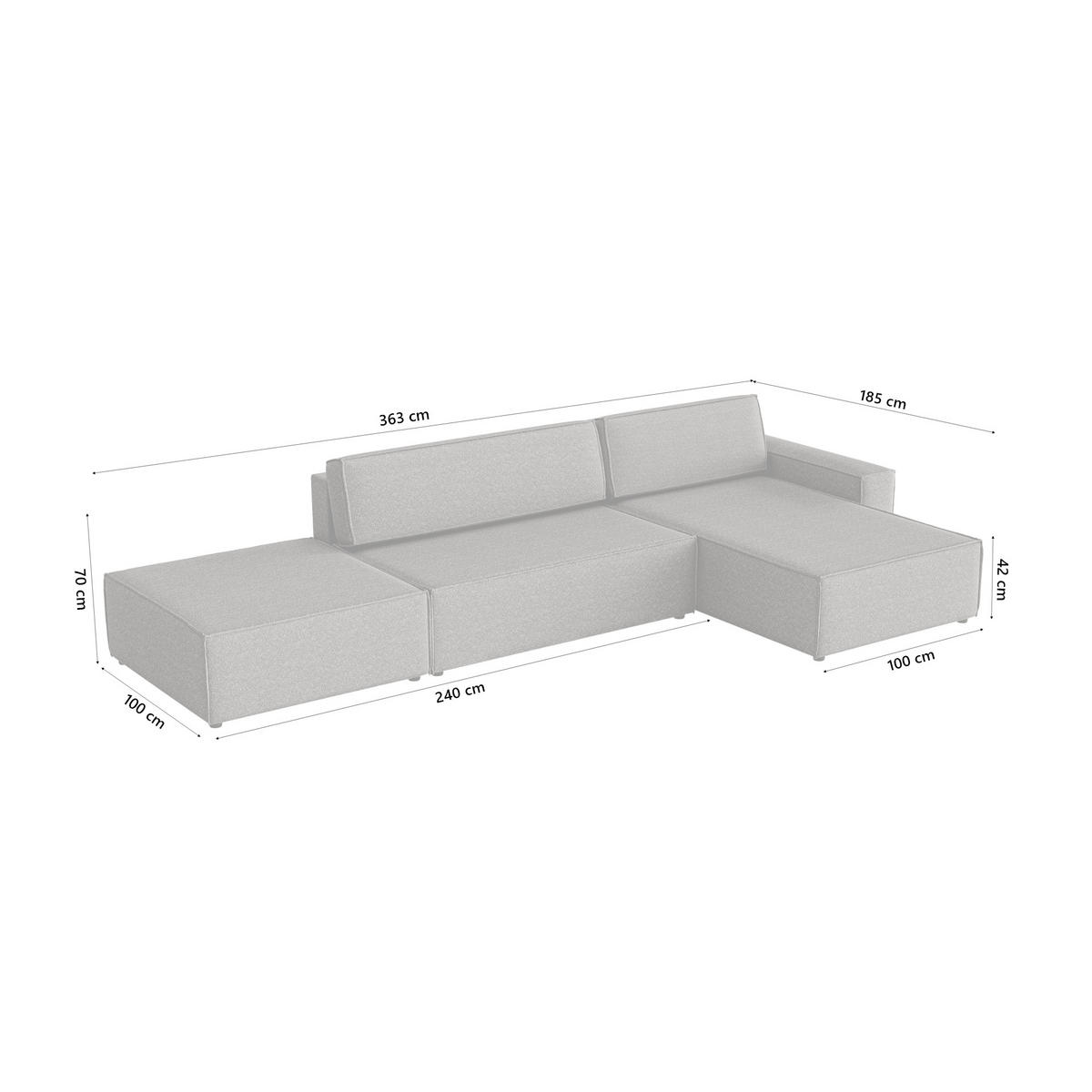 ECKSOFA Lummo La mit Schlaffunktion, Graphit - Graphitfarben, Textil (363/185cm) - Fedve