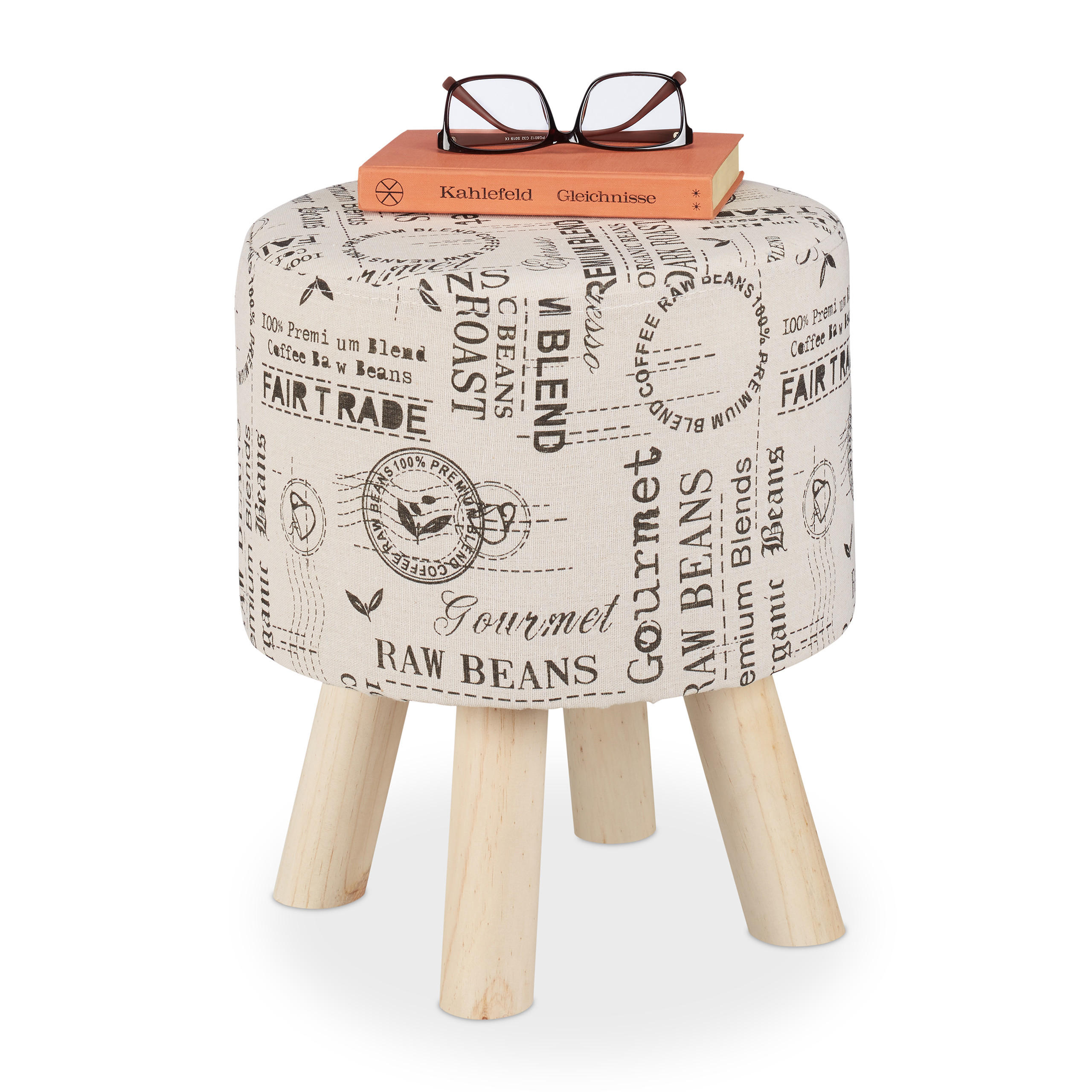 SITZHOCKER - Multicolor, Holz/Wellpappe (32/38/32cm) - Relaxdays