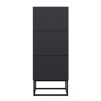 SCHUHSCHRANK Veldio mit 3 Klappen Schwarz mit schwarzem Metallgestell 50 cm - Schwarz, Holzwerkstoff/Metall (50/125/30cm) - Selsey