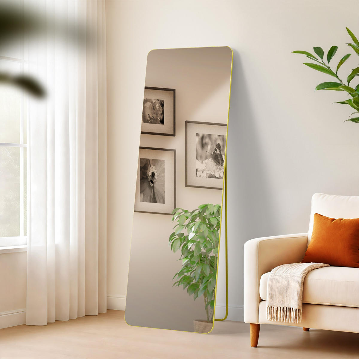 STANDSPIEGEL Murcia Glas Gold glanz Ganzkörperspiegel - Goldfarben, Glas (50/150/3cm) - DELUKE