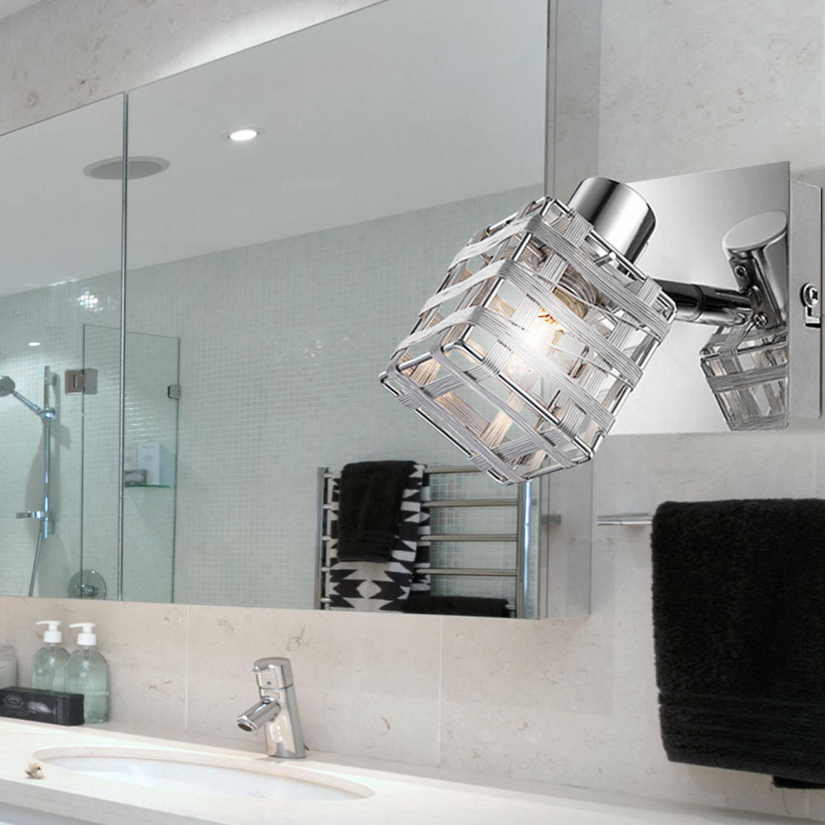 WANDLEUCHTE Aluminium Drahtgeflecht Silber 2er Set - Silberfarben, Metall (9/11/12.5cm)