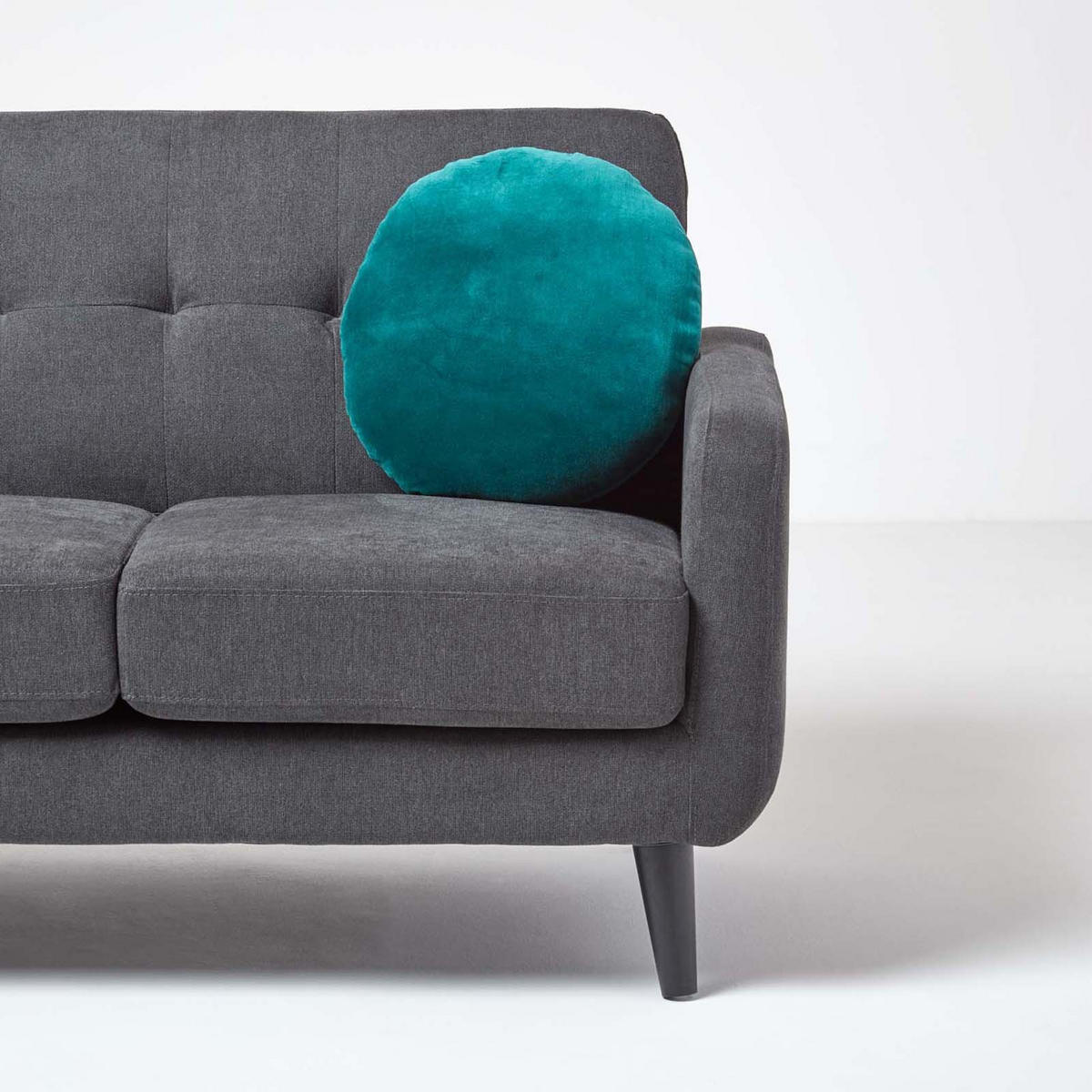 DEKOKISSEN rund petrol, Baumwollsamt?40 cm - Petrol, Textil (40/40cm) - Homescapes