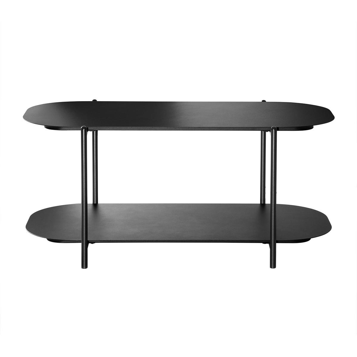 ZWEISTUFIGER Couchtisch aus schwarzem Metall 58/45,5/100 cm - Schwarz, Metall (100/58/45.5cm) - Calicosy