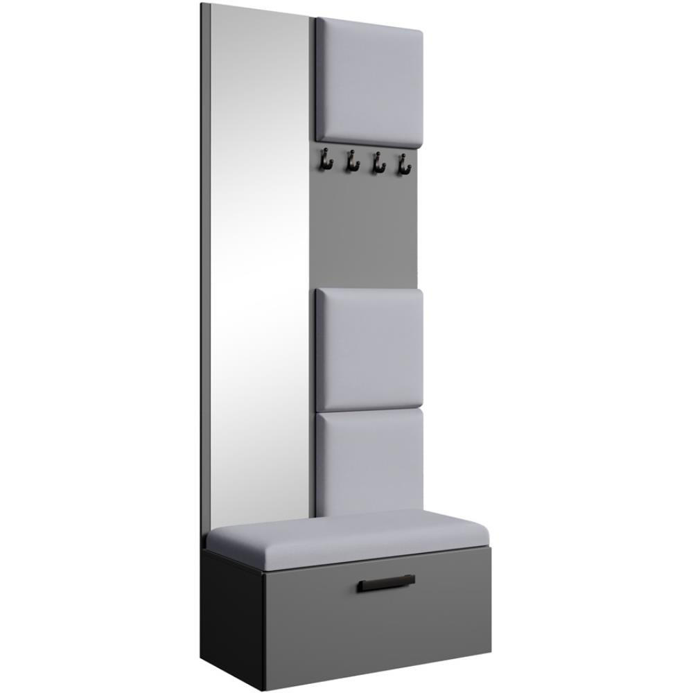 GARDEROBE Margaret III 81/203/43 mit gepolsterten Paneelen - Schwarz/Graphitfarben, Holzwerkstoff/Kunststoff (81/203/43cm) - Beautysofa